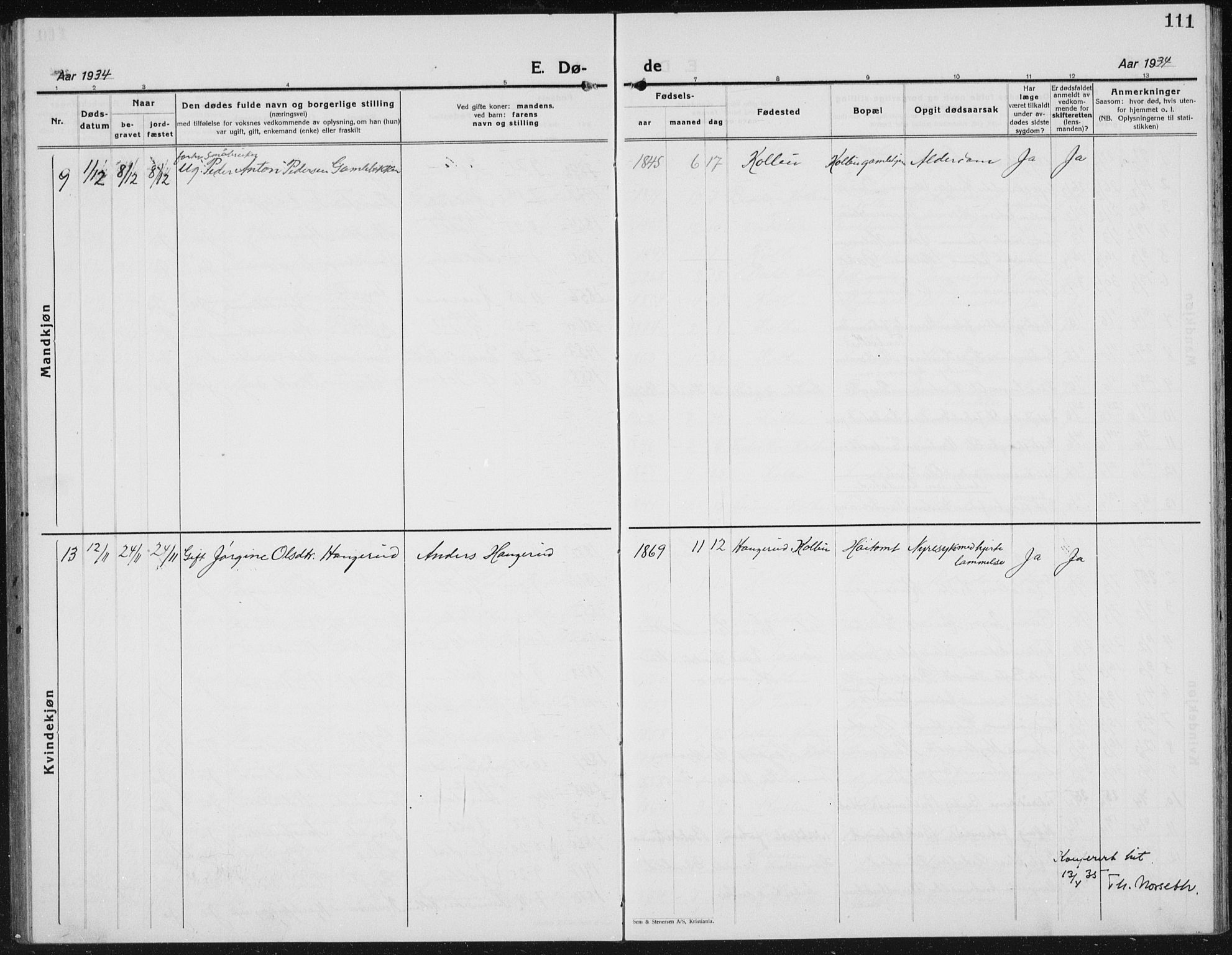 Kolbu prestekontor, SAH/PREST-110/H/Ha/Hab/L0002: Klokkerbok nr. 2, 1925-1942, s. 111