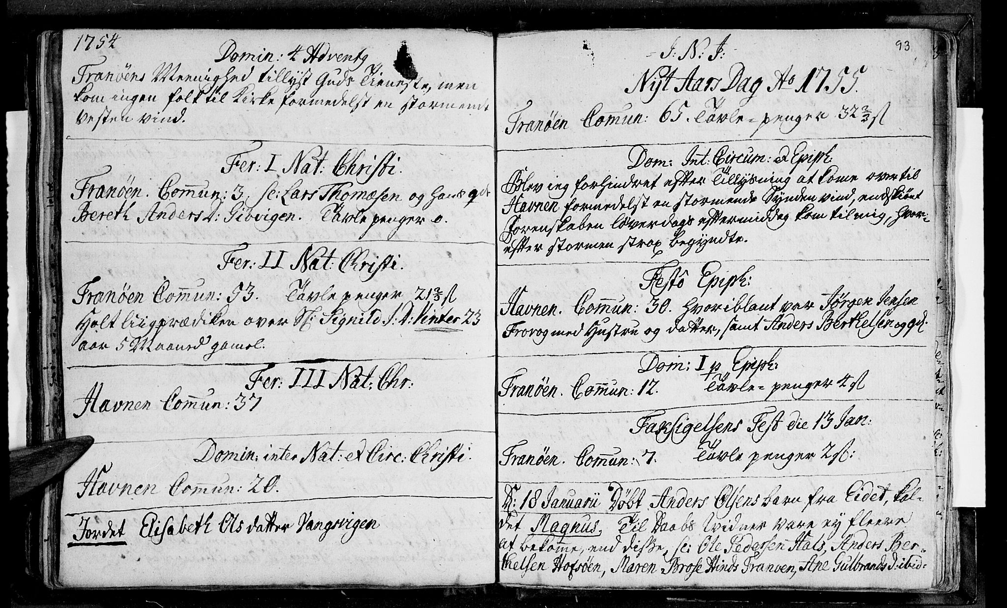 Ibestad sokneprestembete, AV/SATØ-S-0077/H/Ha/Haa/L0001kirke: Ministerialbok nr. 1, 1744-1757, s. 93