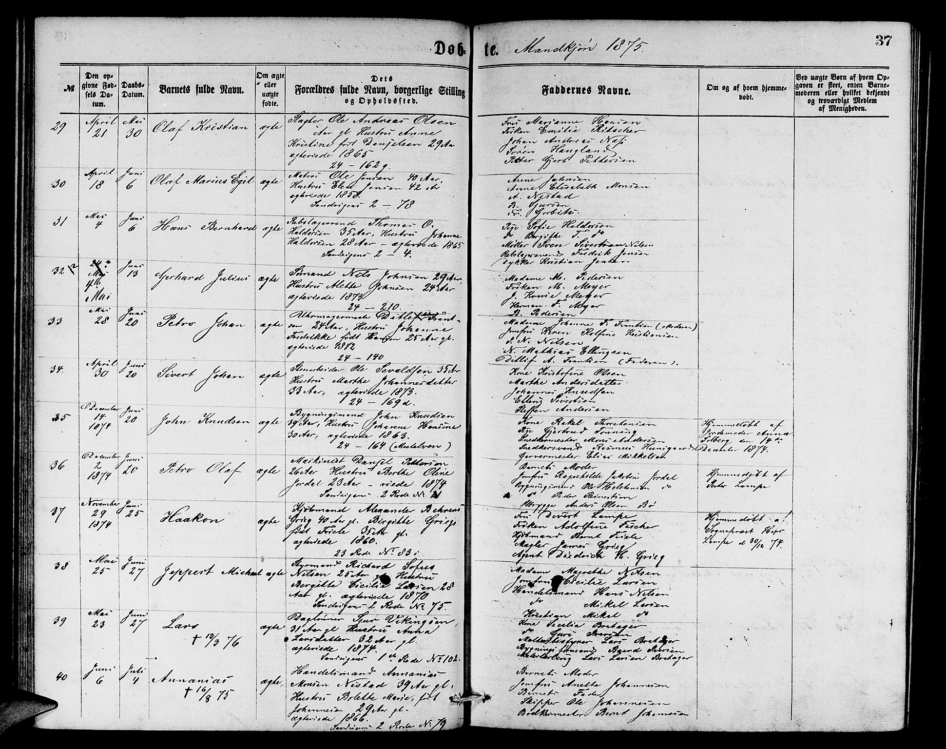 Sandviken Sokneprestembete, AV/SAB-A-77601/H/Hb: Klokkerbok nr. A 1, 1867-1879, s. 37