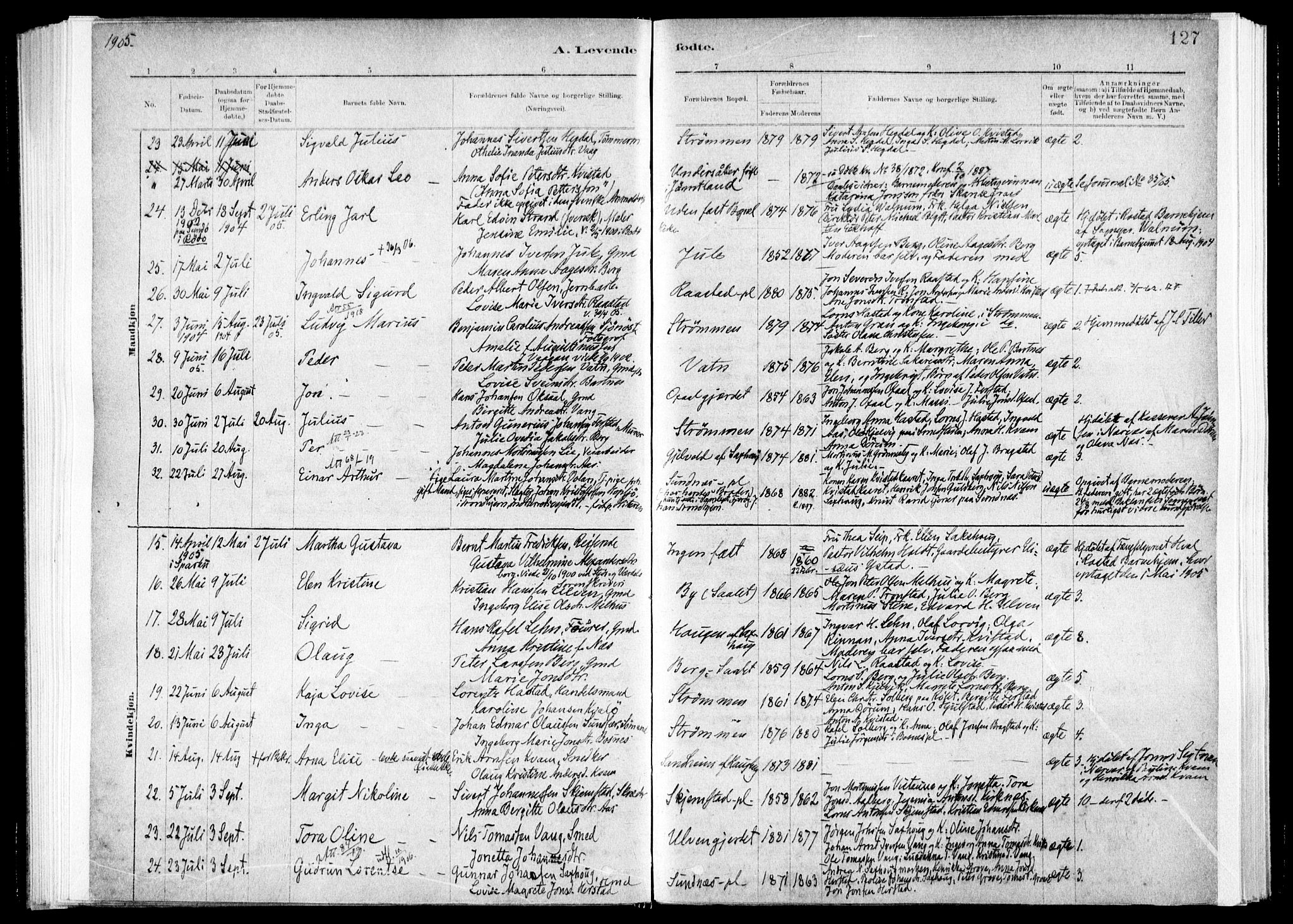 Ministerialprotokoller, klokkerbøker og fødselsregistre - Nord-Trøndelag, SAT/A-1458/730/L0285: Ministerialbok nr. 730A10, 1879-1914, s. 127