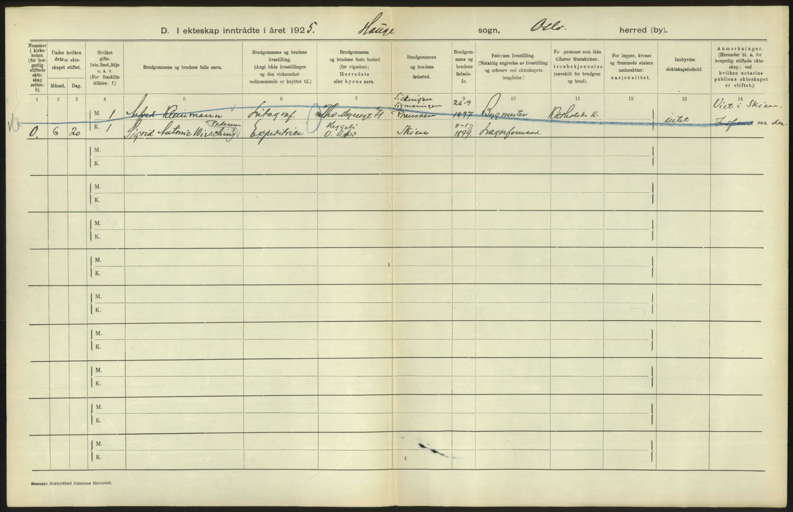 Statistisk sentralbyrå, Sosiodemografiske emner, Befolkning, AV/RA-S-2228/D/Df/Dfc/Dfce/L0008: Oslo: Gifte, 1925, s. 736