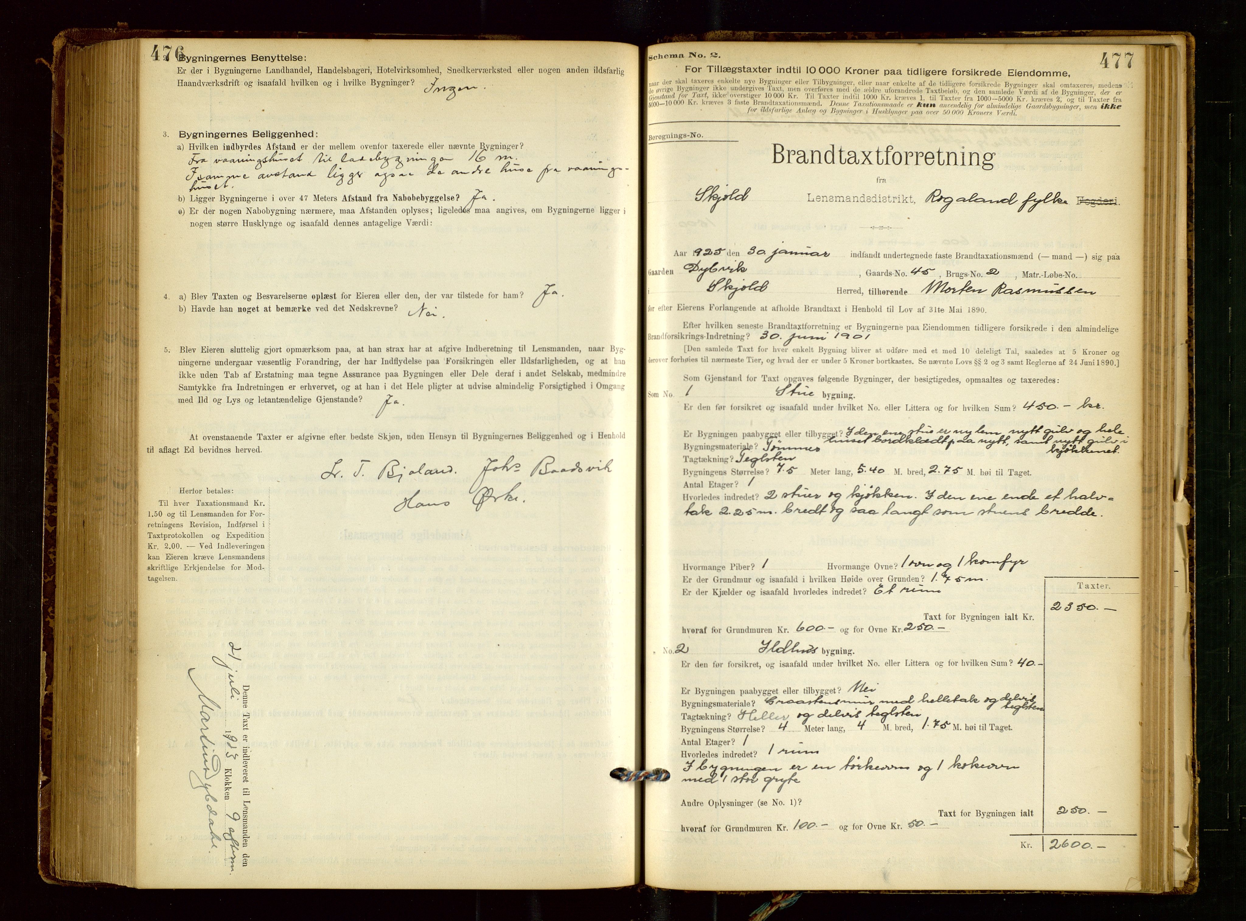 Skjold lensmannskontor, AV/SAST-A-100182/Gob/L0001: "Brandtaxationsprotokol for Skjold Lensmandsdistrikt Ryfylke Fogderi", 1894-1939, s. 476-477