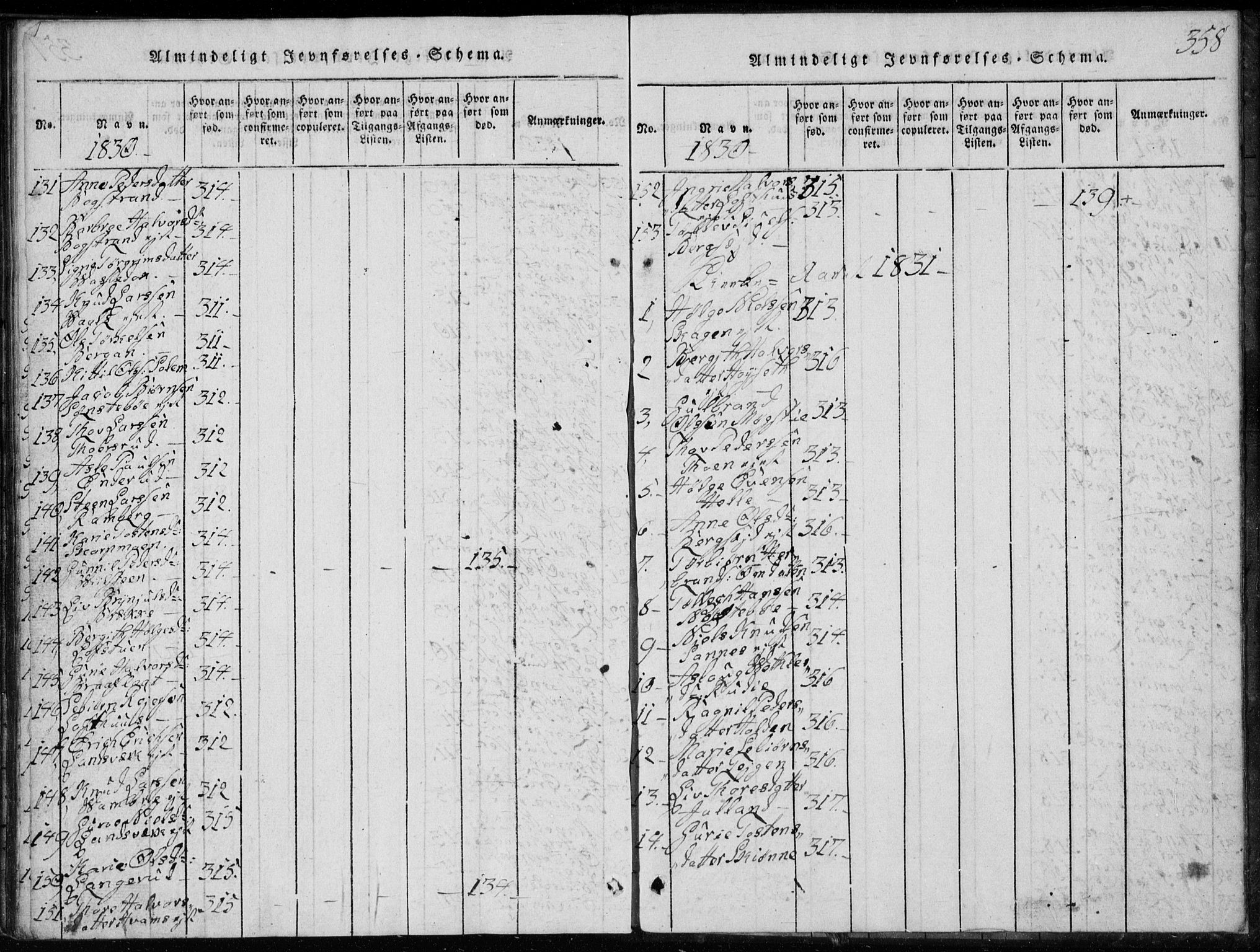 Rollag kirkebøker, AV/SAKO-A-240/G/Ga/L0001: Klokkerbok nr. I 1, 1814-1831, s. 358