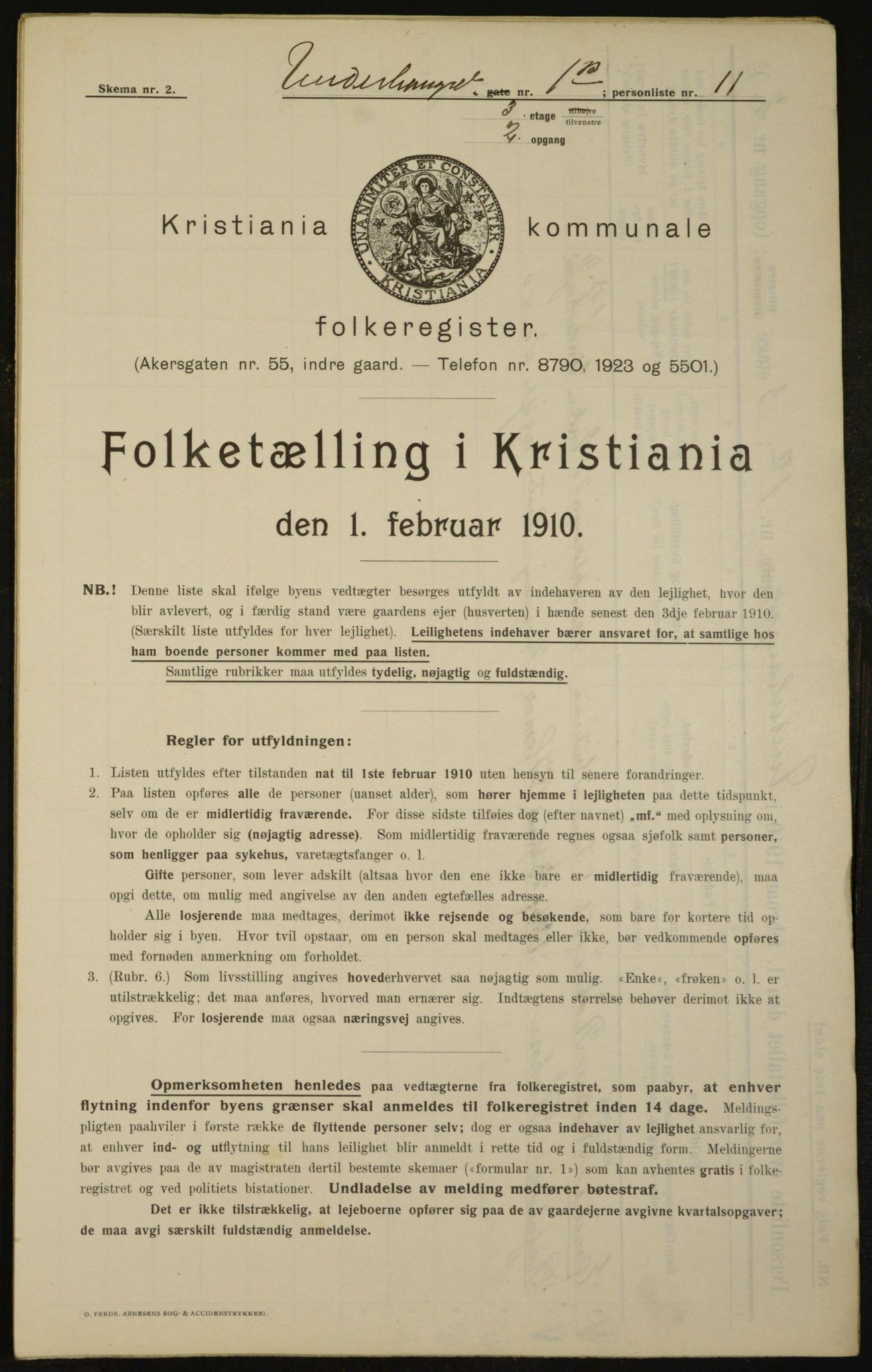 OBA, Kommunal folketelling 1.2.1910 for Kristiania, 1910, s. 113507