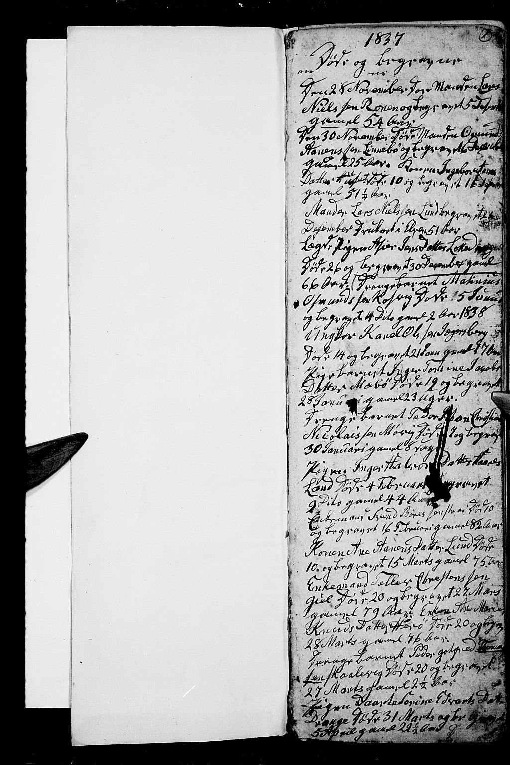 Oddernes sokneprestkontor, SAK/1111-0033/F/Fb/Fba/L0004: Klokkerbok nr. B 4, 1837-1846, s. 1