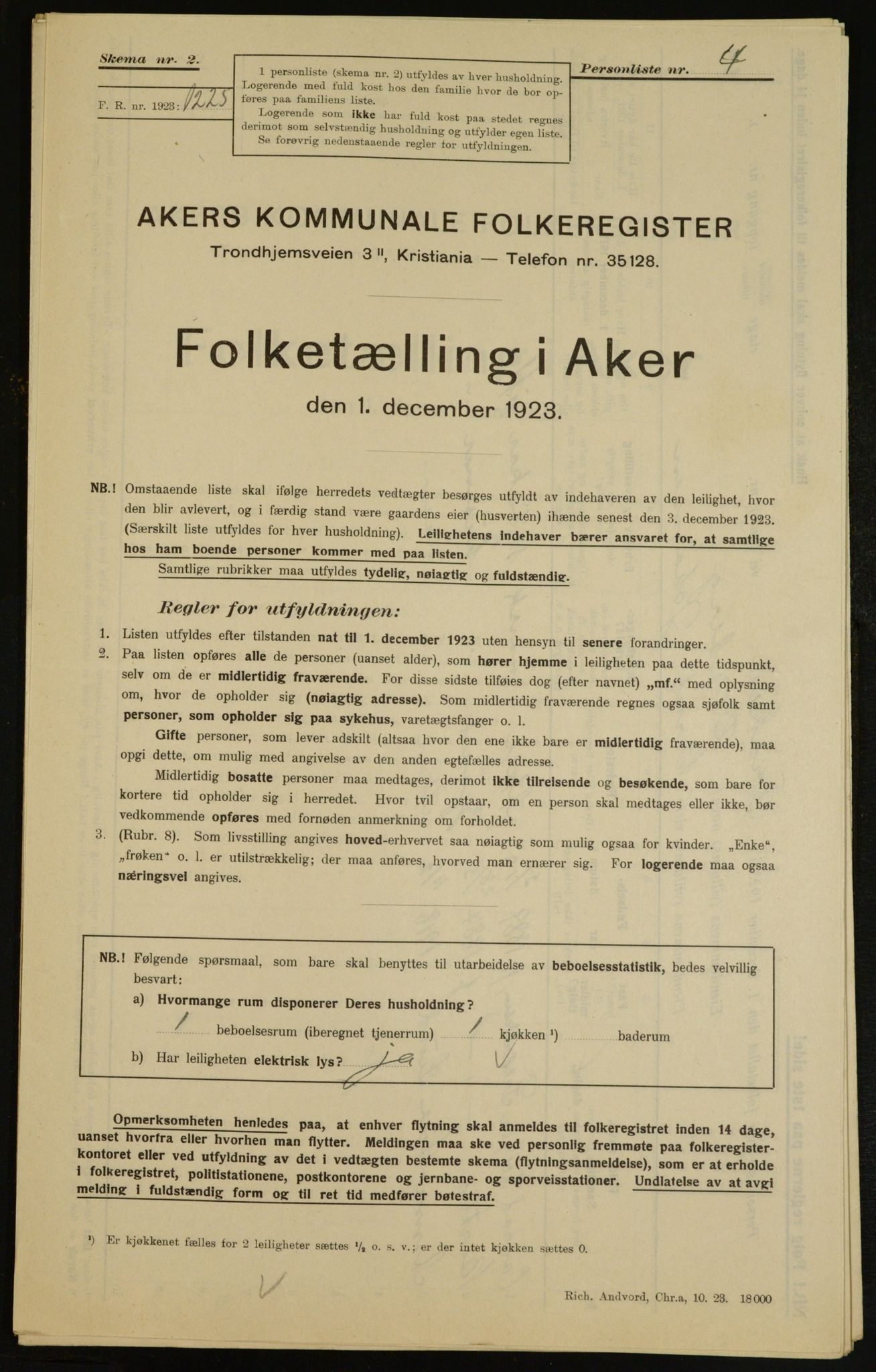 , Kommunal folketelling 1.12.1923 for Aker, 1923, s. 7385