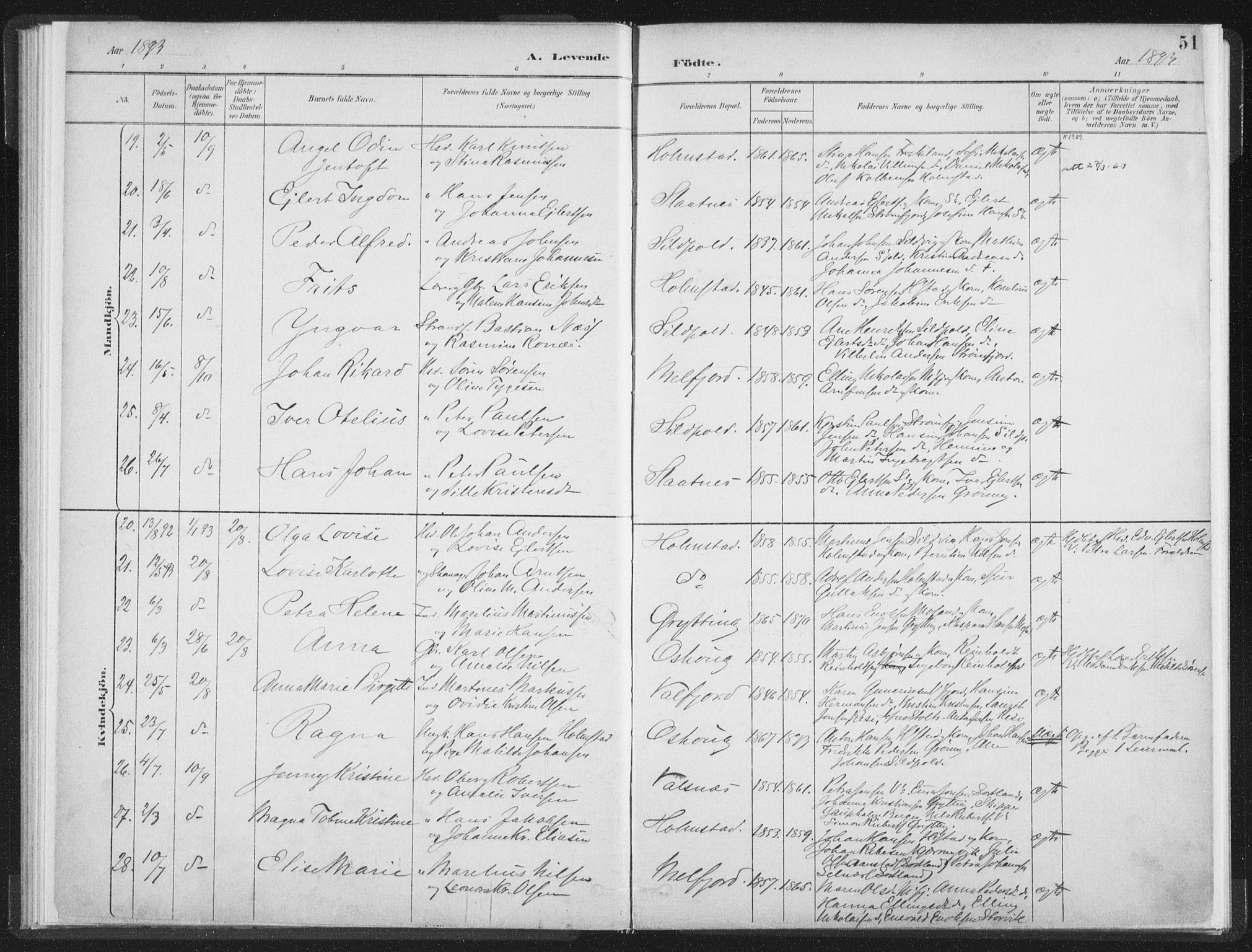 Ministerialprotokoller, klokkerbøker og fødselsregistre - Nordland, SAT/A-1459/890/L1286: Ministerialbok nr. 890A01, 1882-1902, s. 51