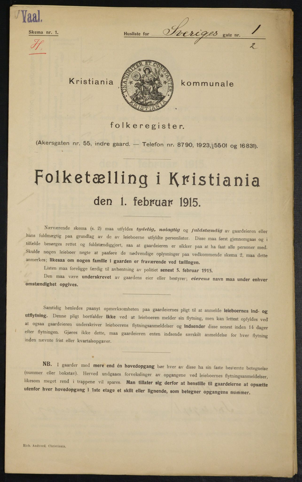 OBA, Kommunal folketelling 1.2.1915 for Kristiania, 1915, s. 106016