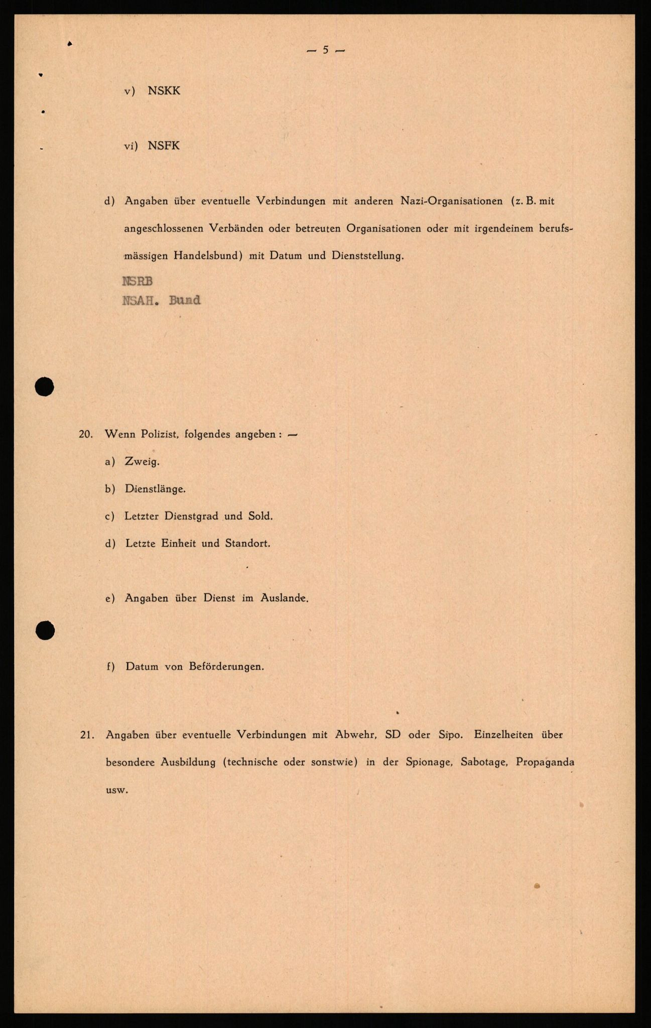 Forsvaret, Forsvarets overkommando II, AV/RA-RAFA-3915/D/Db/L0038: CI Questionaires. Tyske okkupasjonsstyrker i Norge. Østerrikere., 1945-1946, s. 291