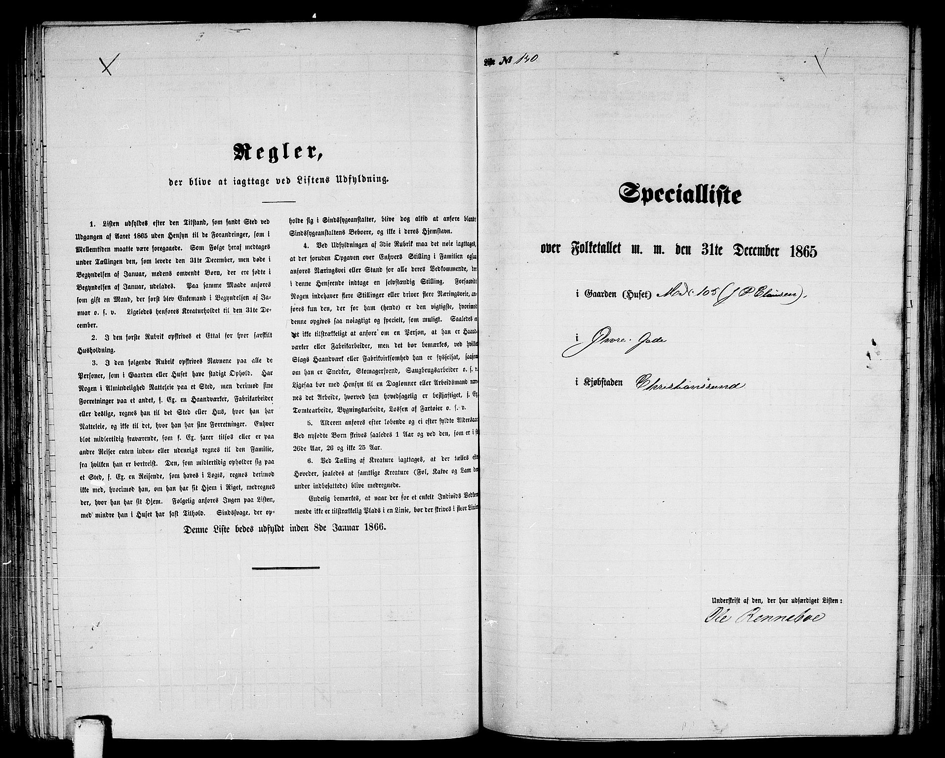 RA, Folketelling 1865 for 1503B Kristiansund prestegjeld, Kristiansund kjøpstad, 1865, s. 288