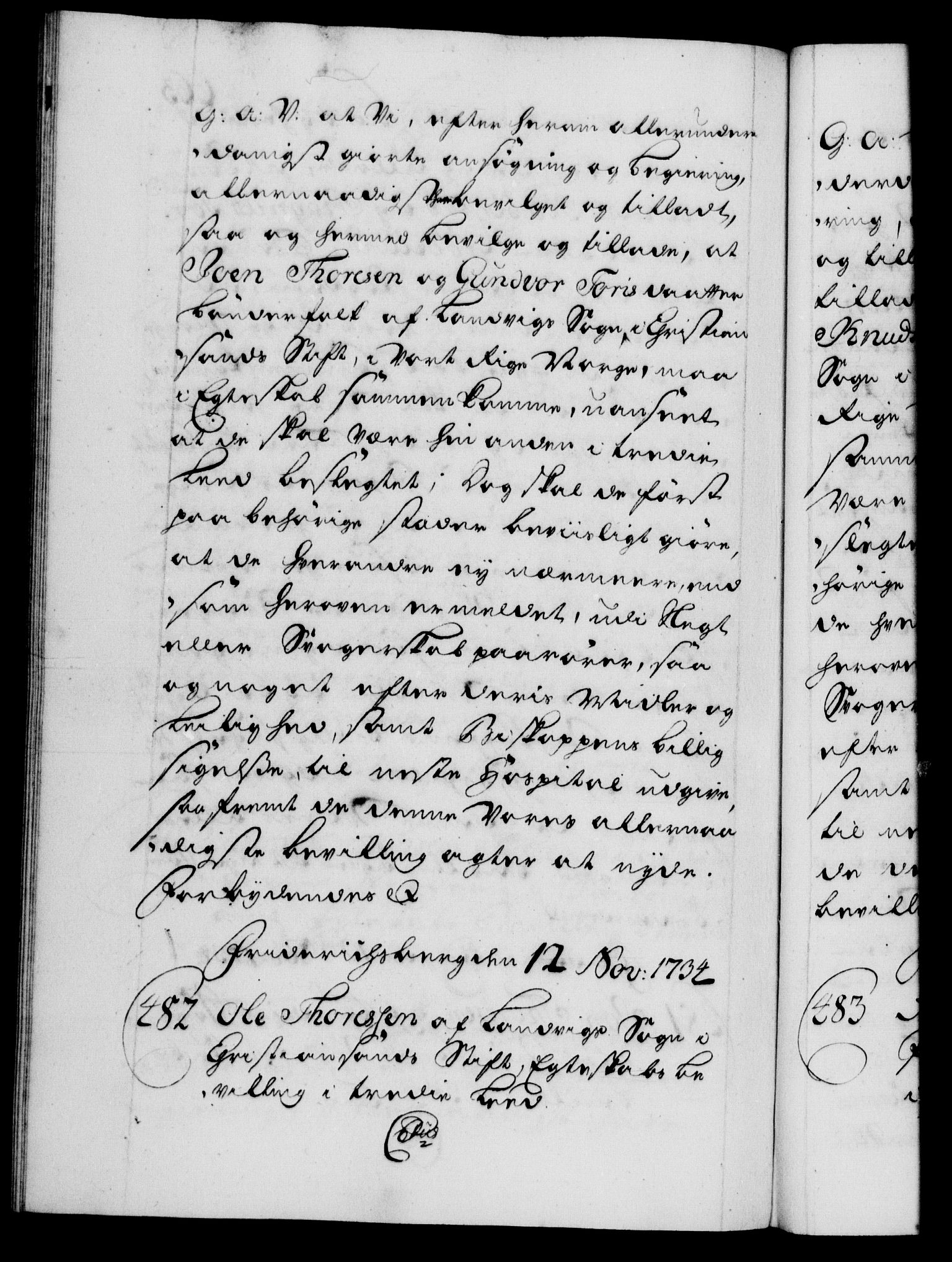 Danske Kanselli 1572-1799, AV/RA-EA-3023/F/Fc/Fca/Fcaa/L0028: Norske registre, 1733-1734, s. 663b
