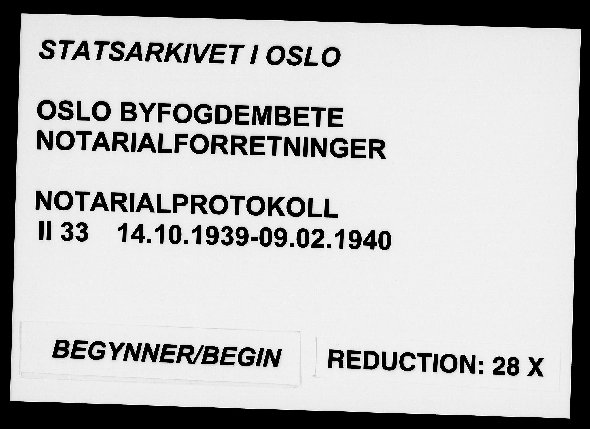 Oslo byfogd avd. I, SAO/A-10220/L/Lb/Lbb/L0033: Notarialprotokoll, rekke II: Vigsler, 1939-1940