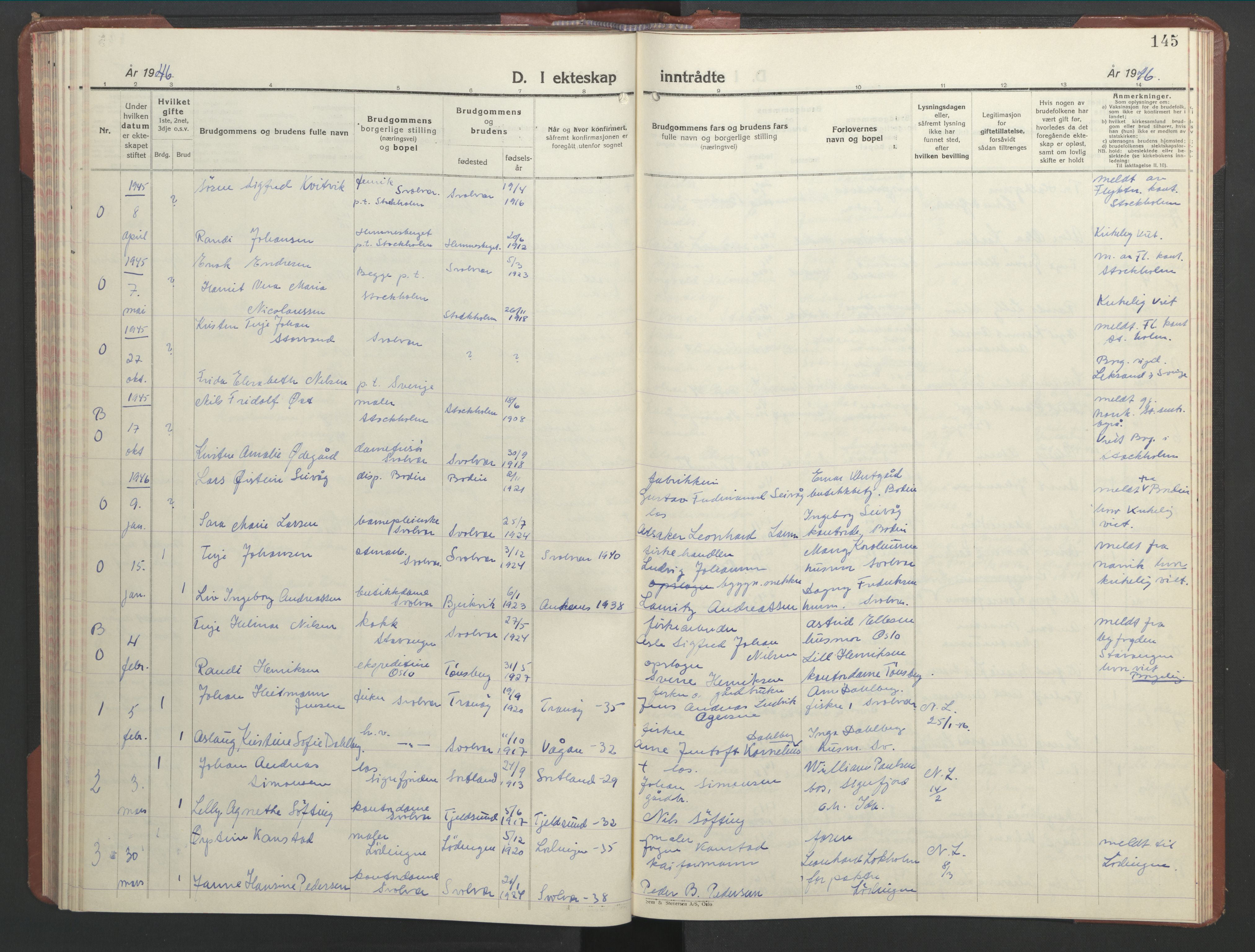 Ministerialprotokoller, klokkerbøker og fødselsregistre - Nordland, SAT/A-1459/877/L1118: Klokkerbok nr. 877C02, 1939-1950, s. 145