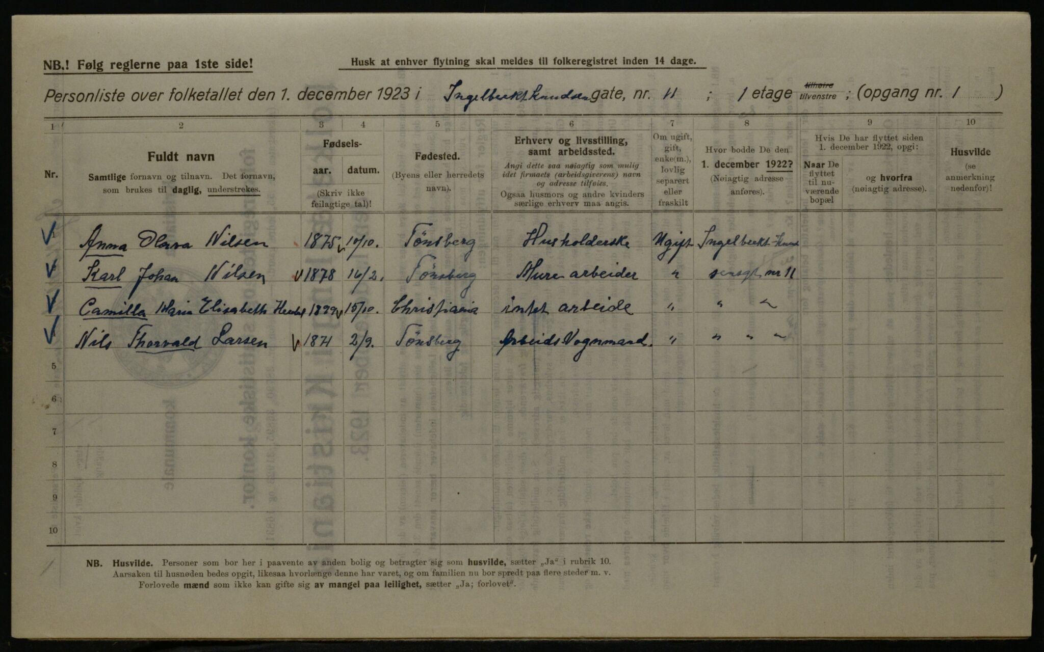 OBA, Kommunal folketelling 1.12.1923 for Kristiania, 1923, s. 49063