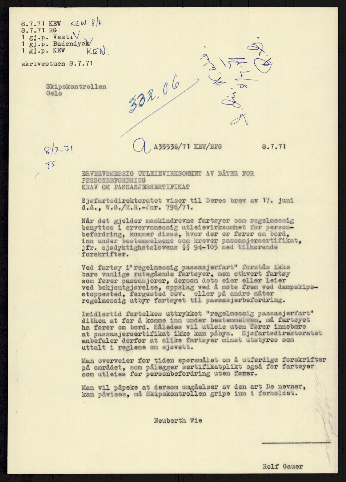 Sjøfartsdirektoratet med forløpere, generelt arkiv, AV/RA-S-1407/D/Du/Duc/L0641/0004: Skipskontrollen - Forskrifter    / Utleiebåter (2 mapper), 1977-1989, s. 247