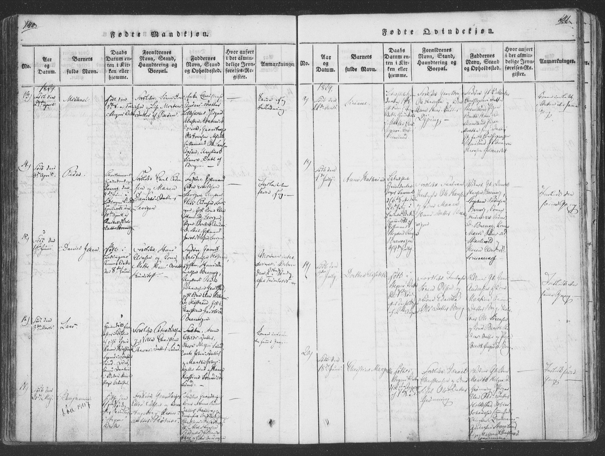 Ministerialprotokoller, klokkerbøker og fødselsregistre - Nordland, SAT/A-1459/855/L0798: Ministerialbok nr. 855A06, 1821-1835, s. 140-141