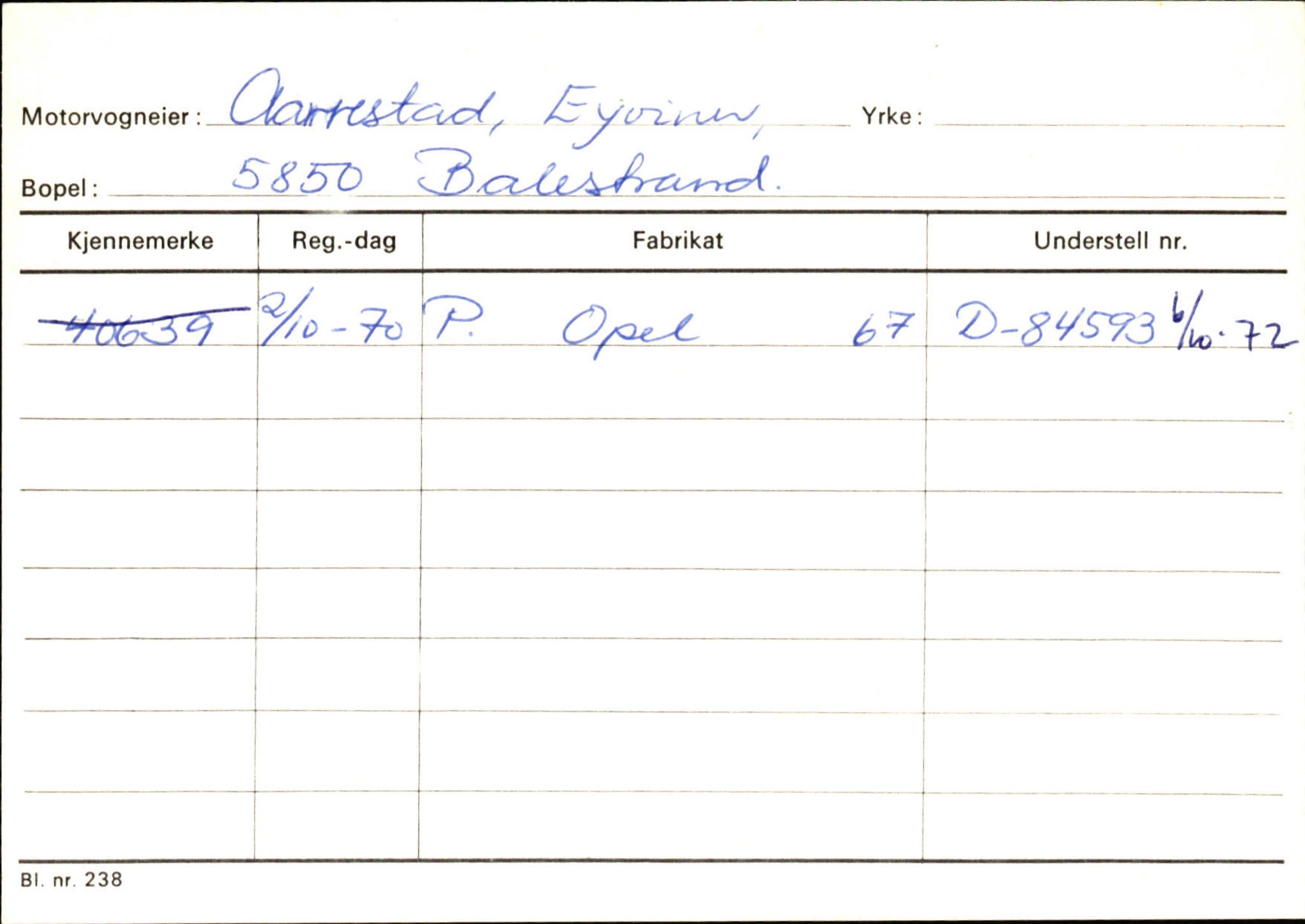 Statens vegvesen, Sogn og Fjordane vegkontor, AV/SAB-A-5301/4/F/L0132: Eigarregister Askvoll A-Å. Balestrand A-Å, 1945-1975, s. 2545