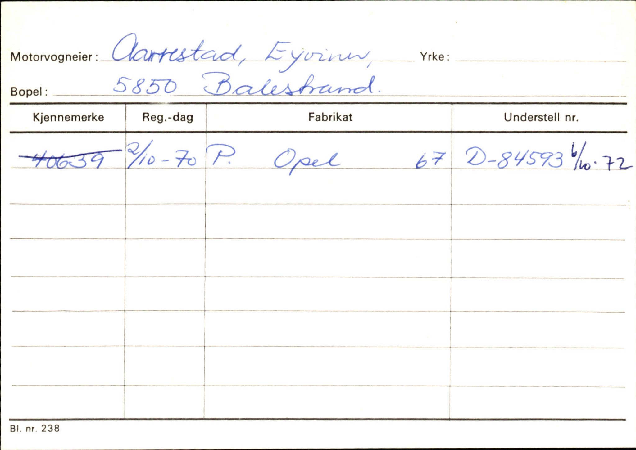 Statens vegvesen, Sogn og Fjordane vegkontor, SAB/A-5301/4/F/L0132: Eigarregister Askvoll A-Å. Balestrand A-Å, 1945-1975, s. 2545