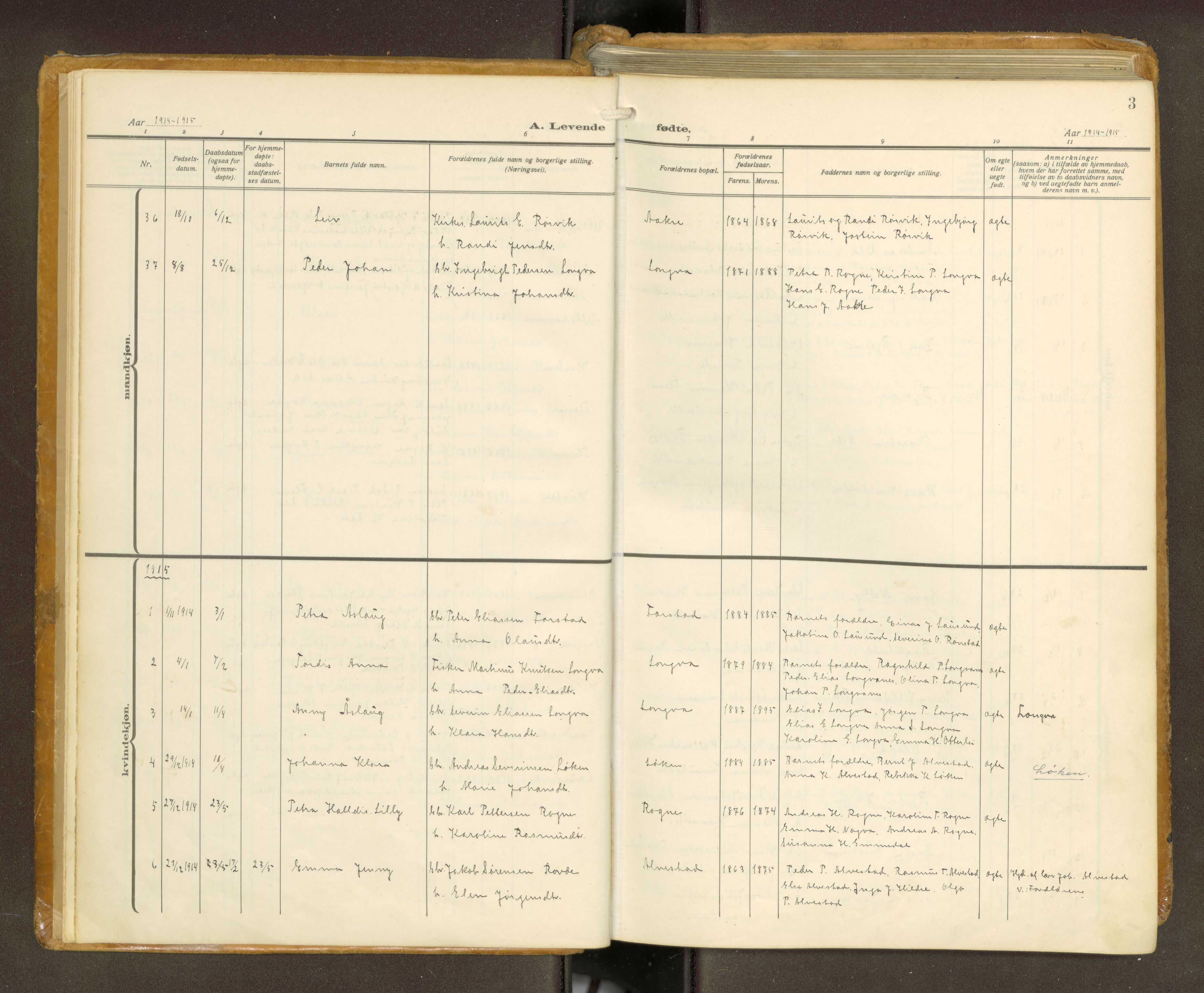 Ministerialprotokoller, klokkerbøker og fødselsregistre - Møre og Romsdal, AV/SAT-A-1454/536/L0518: Ministerialbok nr. 536A--, 1914-1931, s. 3