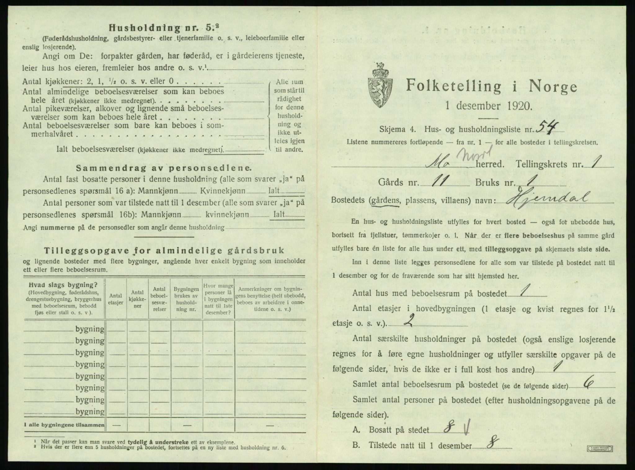 SAT, Folketelling 1920 for 1833 Mo herred, 1920, s. 172