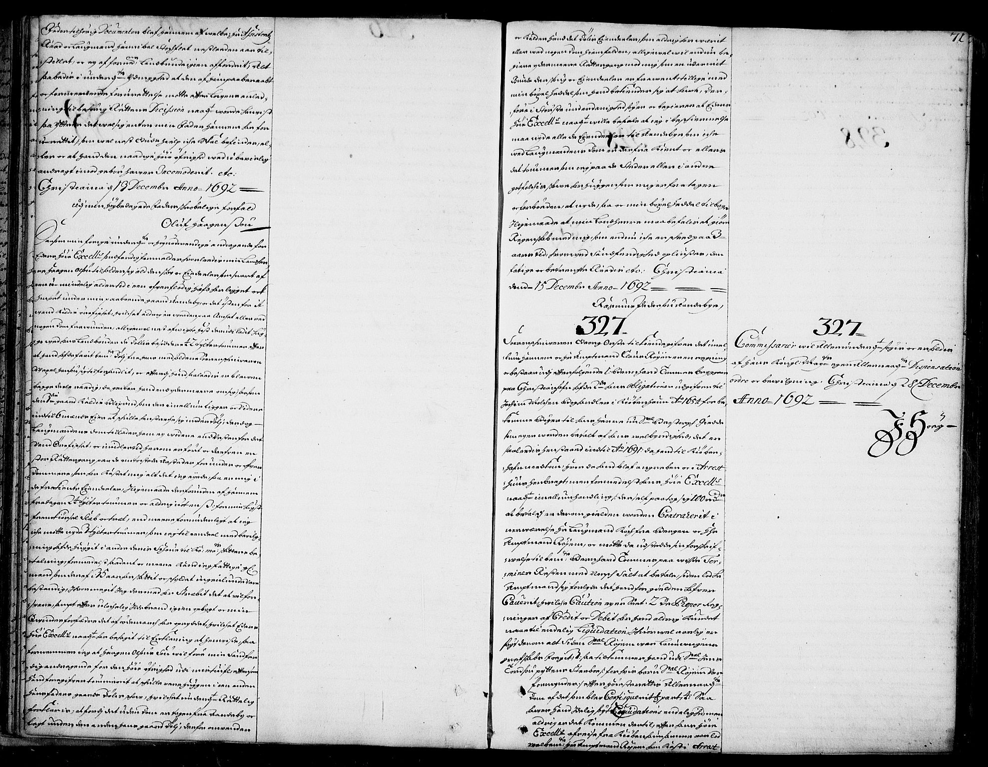 Stattholderembetet 1572-1771, AV/RA-EA-2870/Ad/L0005: Supplikasjons- og resolusjonsprotokoll, 1692-1699, s. 70b-71a