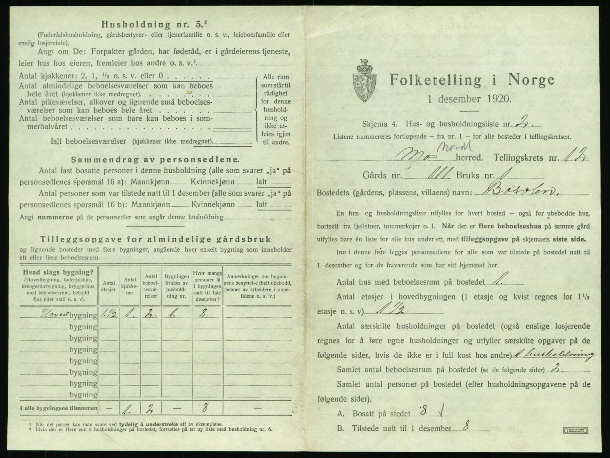 SAT, Folketelling 1920 for 1833 Mo herred, 1920, s. 1396