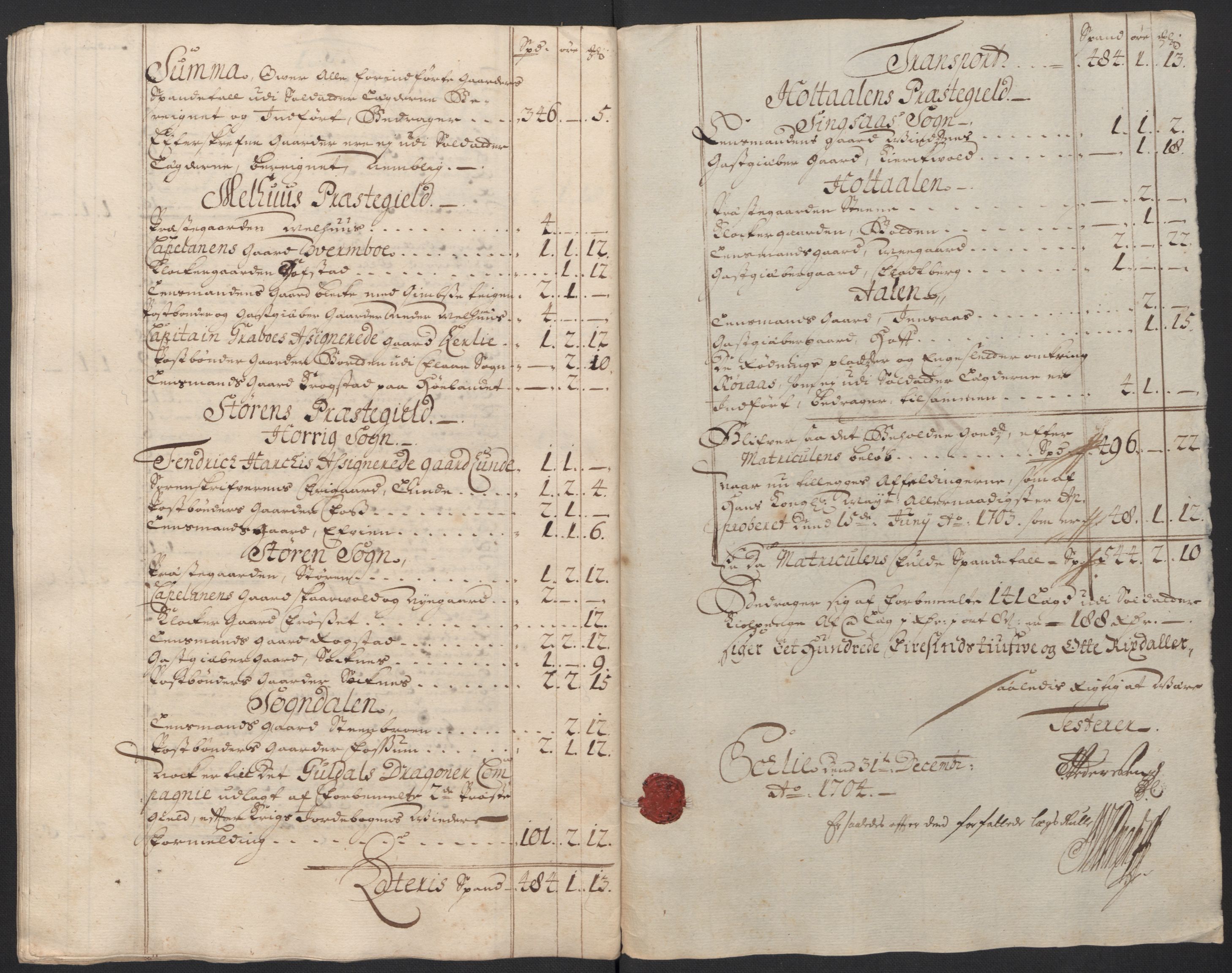 Rentekammeret inntil 1814, Reviderte regnskaper, Fogderegnskap, RA/EA-4092/R60/L3954: Fogderegnskap Orkdal og Gauldal, 1704, s. 322
