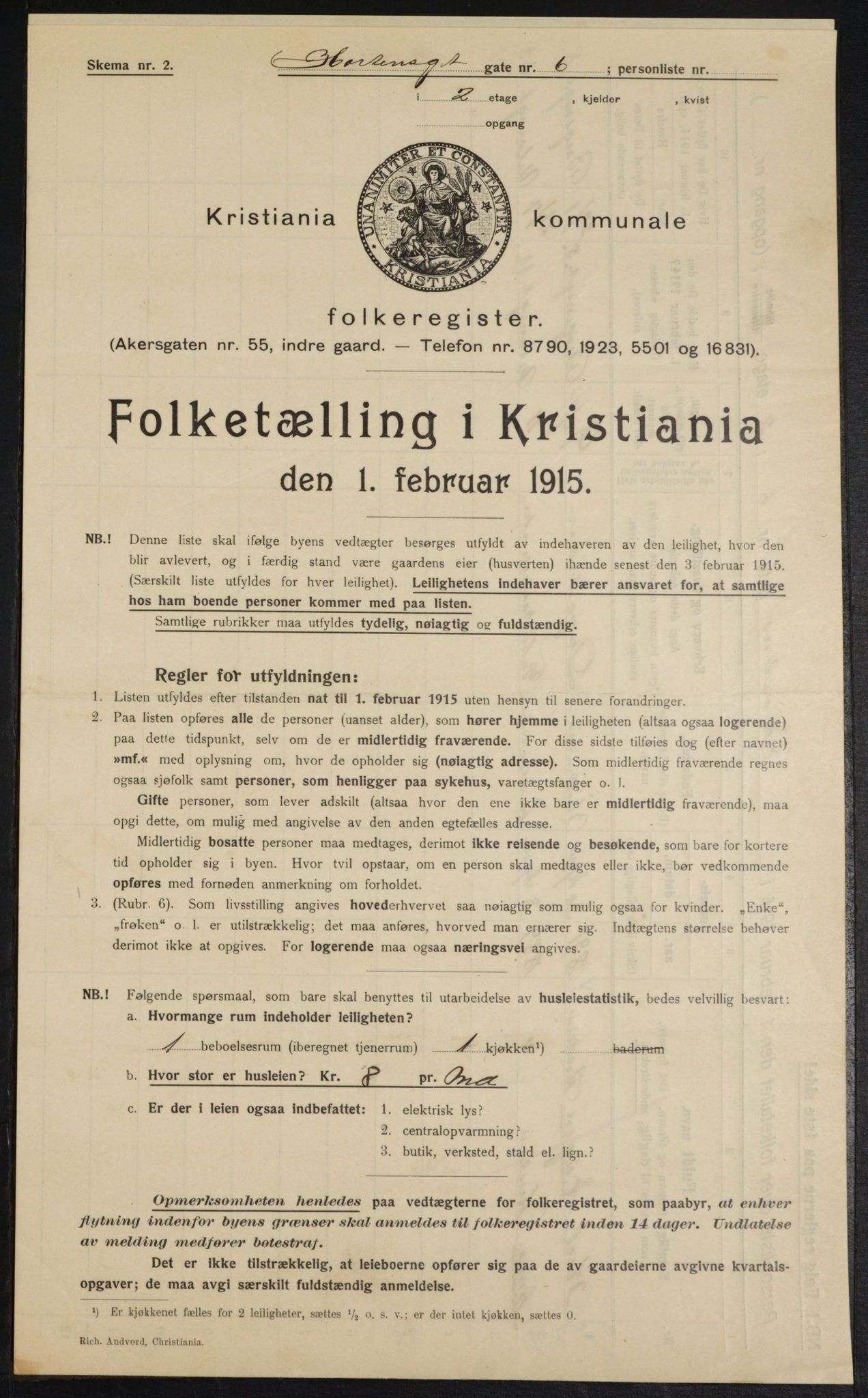 OBA, Kommunal folketelling 1.2.1915 for Kristiania, 1915, s. 40999