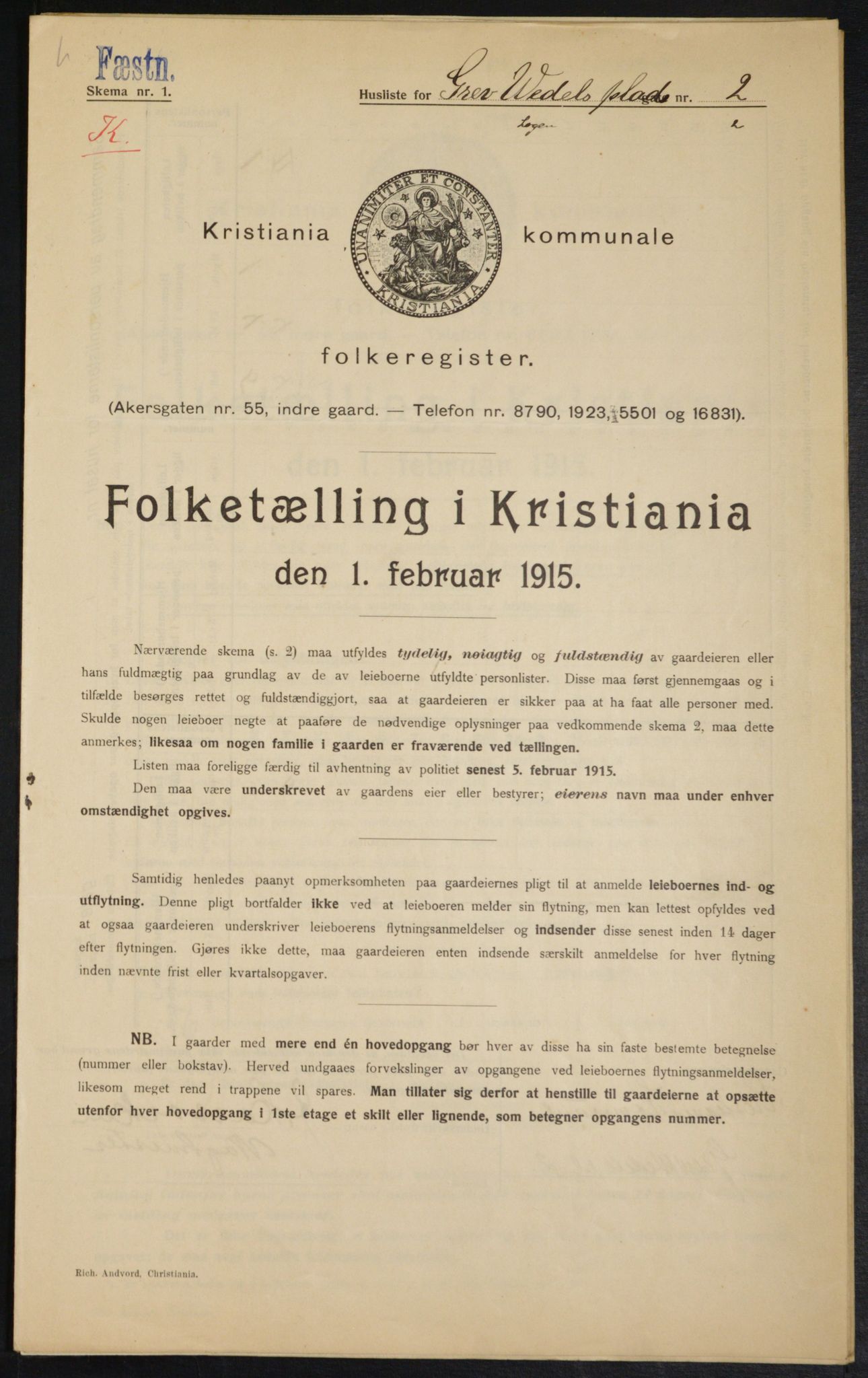 OBA, Kommunal folketelling 1.2.1915 for Kristiania, 1915, s. 29500
