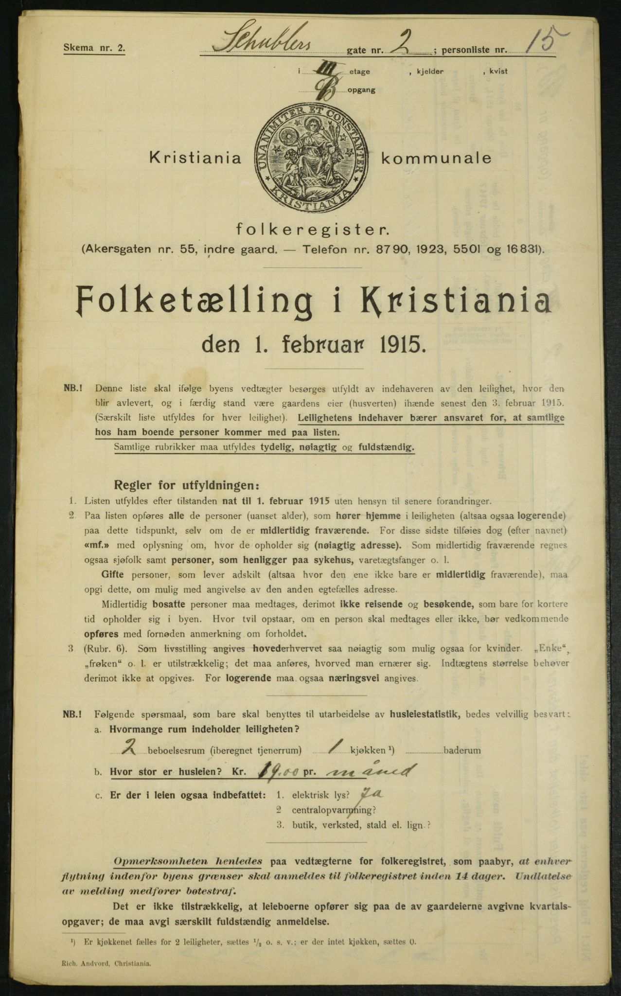 OBA, Kommunal folketelling 1.2.1915 for Kristiania, 1915, s. 92574