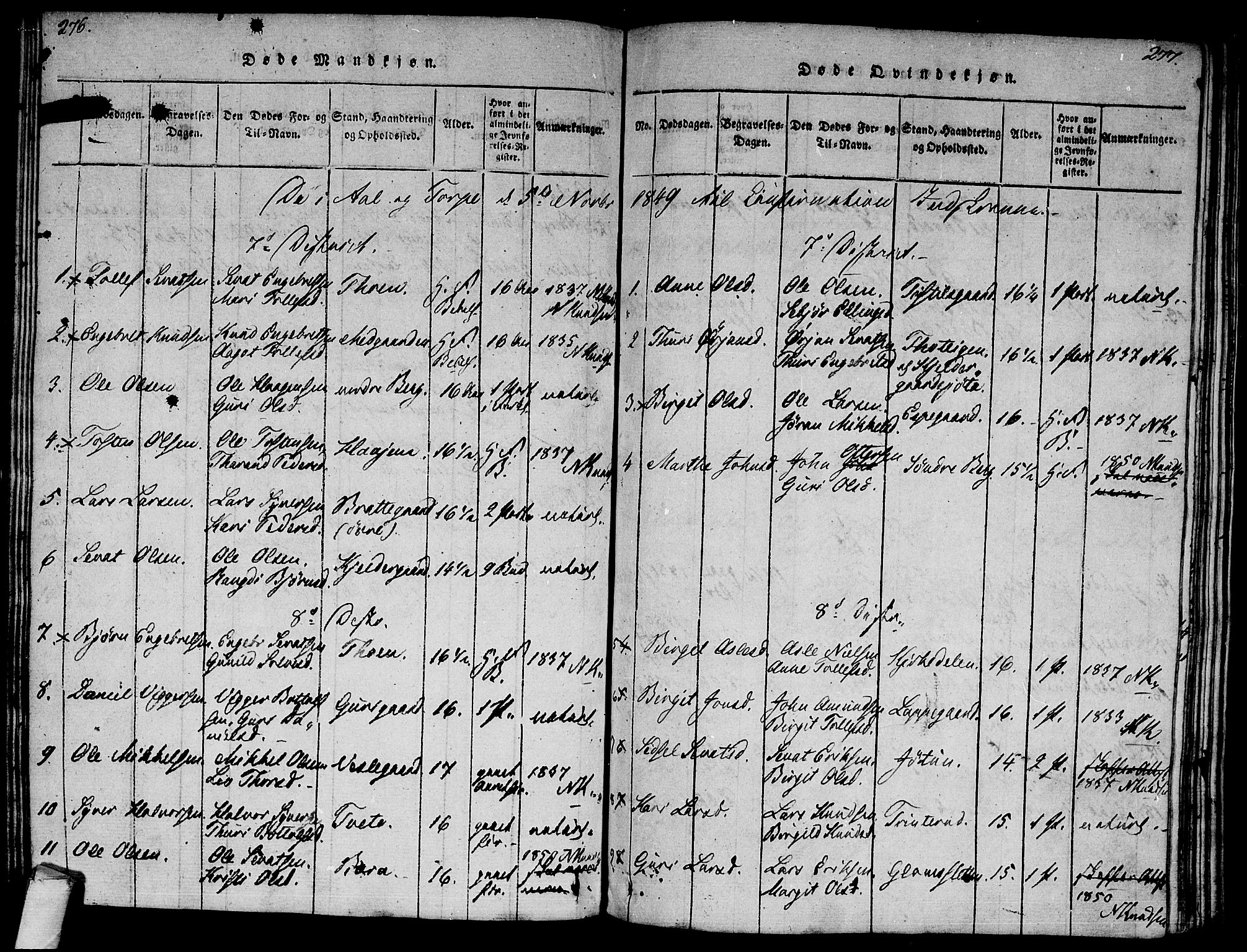 Ål kirkebøker, AV/SAKO-A-249/F/Fa/L0004: Ministerialbok nr. I 4, 1815-1825, s. 276-277