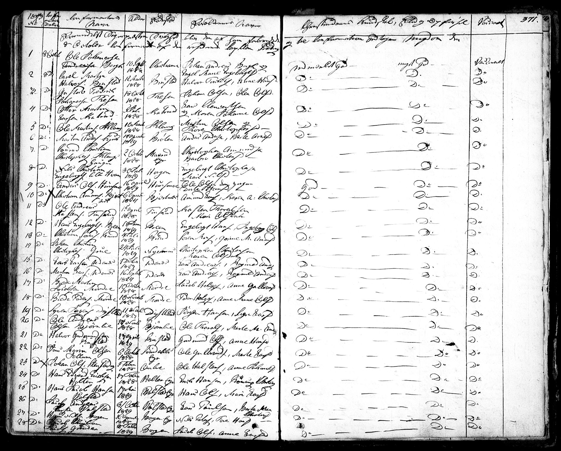 Nes prestekontor Kirkebøker, AV/SAO-A-10410/F/Fa/L0006: Ministerialbok nr. I 6, 1833-1845, s. 371
