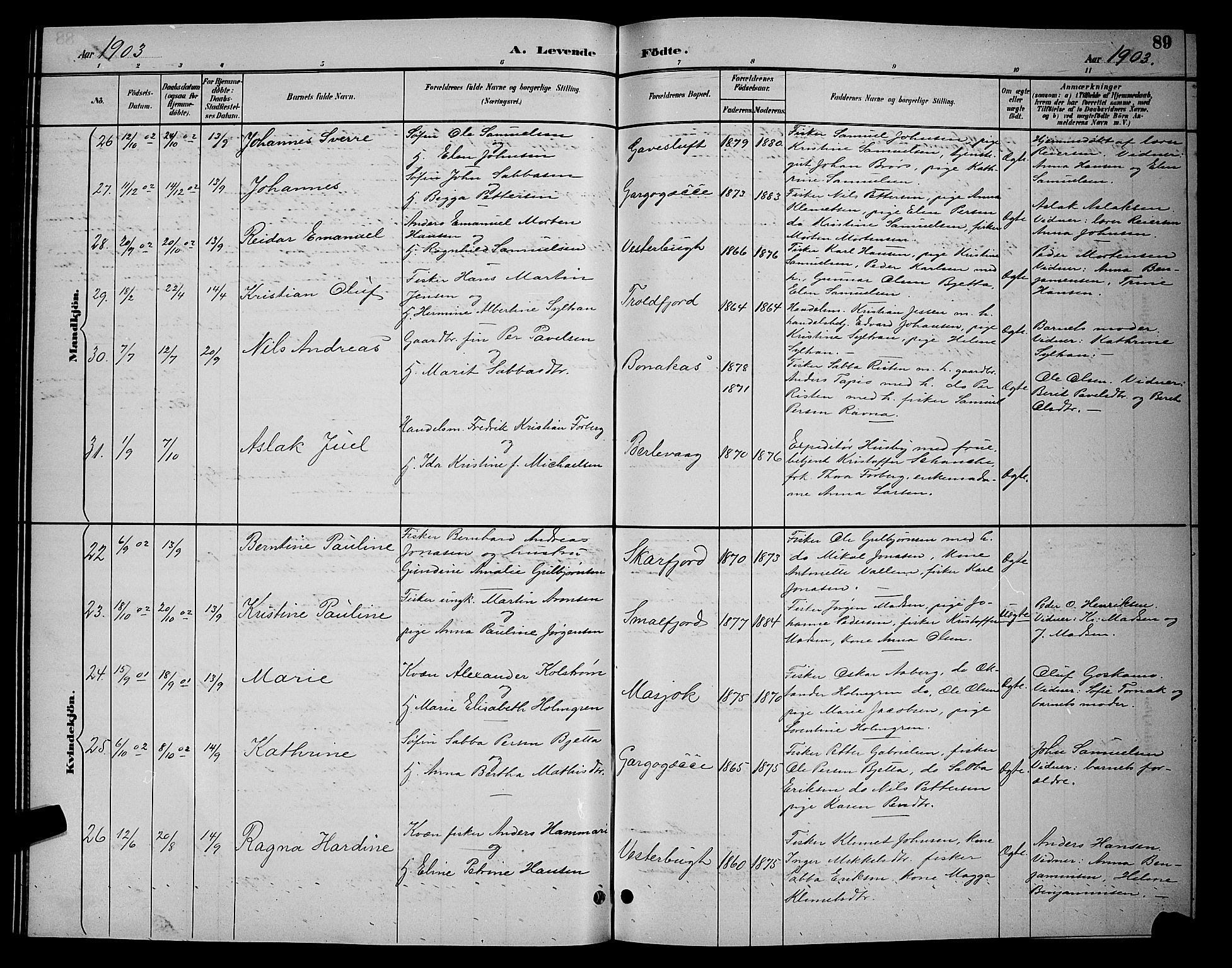 Tana sokneprestkontor, AV/SATØ-S-1334/H/Hb/L0004klokker: Klokkerbok nr. 4, 1890-1903, s. 89