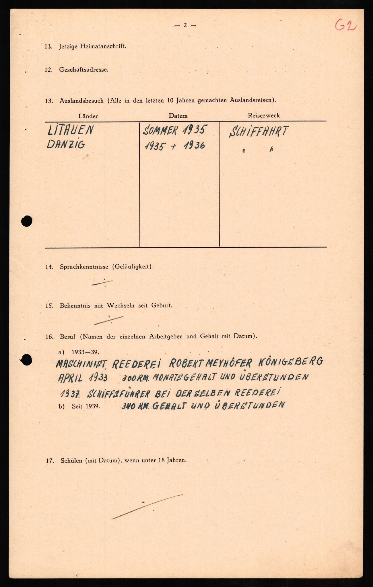Forsvaret, Forsvarets overkommando II, AV/RA-RAFA-3915/D/Db/L0009: CI Questionaires. Tyske okkupasjonsstyrker i Norge. Tyskere., 1945-1946, s. 469