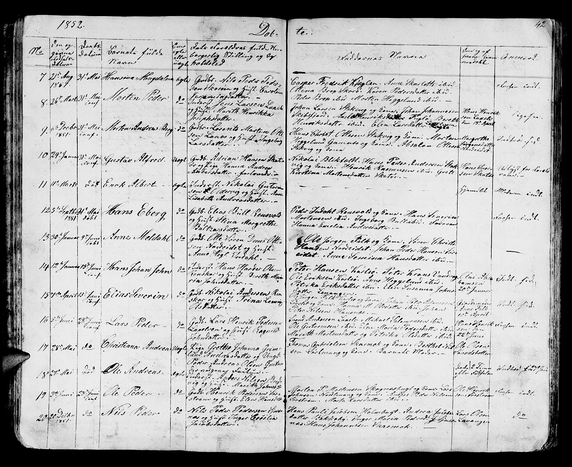 Karlsøy sokneprestembete, AV/SATØ-S-1299/H/Ha/Hab/L0002klokker: Klokkerbok nr. 2, 1843-1861, s. 42