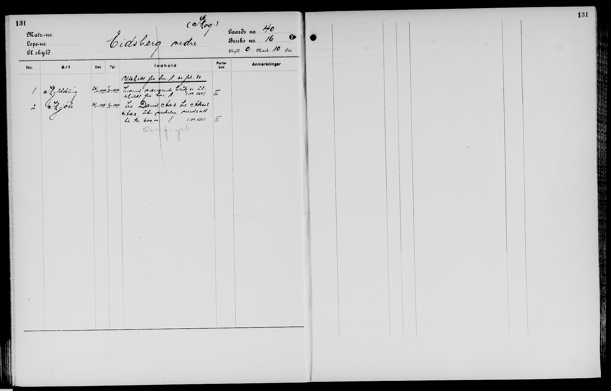 Vinger og Odal sorenskriveri, SAH/TING-022/H/Ha/Hac/Hacc/L0007: Panteregister nr. 3.7, 1923, s. 131