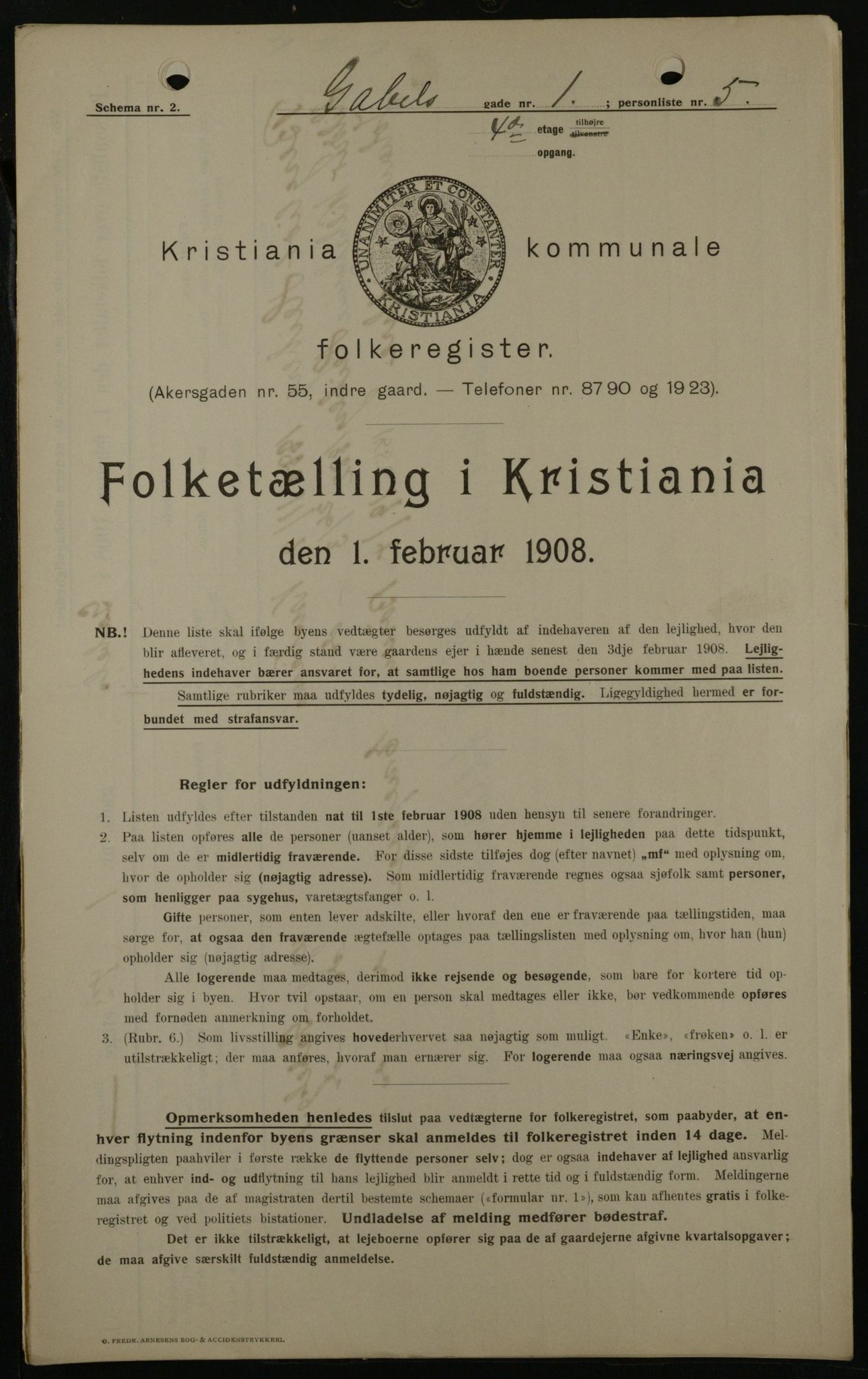 OBA, Kommunal folketelling 1.2.1908 for Kristiania kjøpstad, 1908, s. 25719