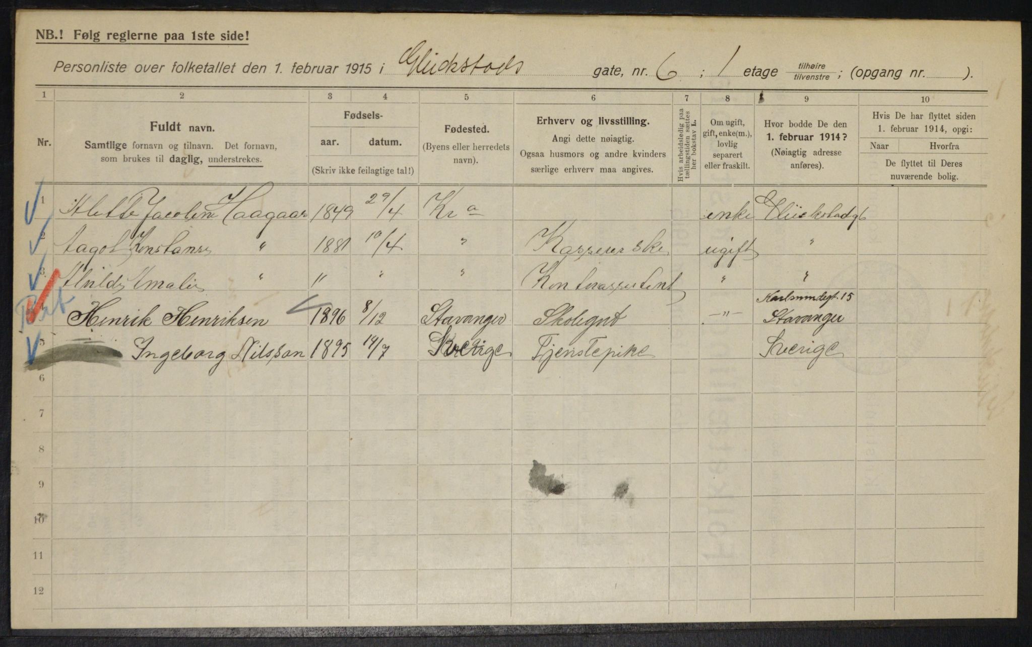 OBA, Kommunal folketelling 1.2.1915 for Kristiania, 1915, s. 29156