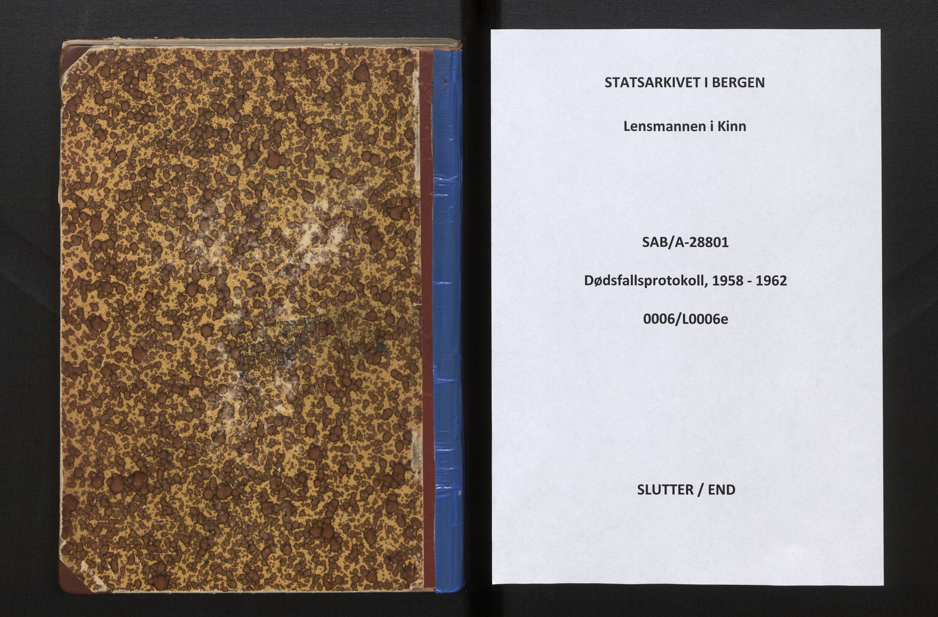Lensmannen i Kinn, SAB/A-28801/0006/L0006e: Dødsfallprotokoll, 1958-1962