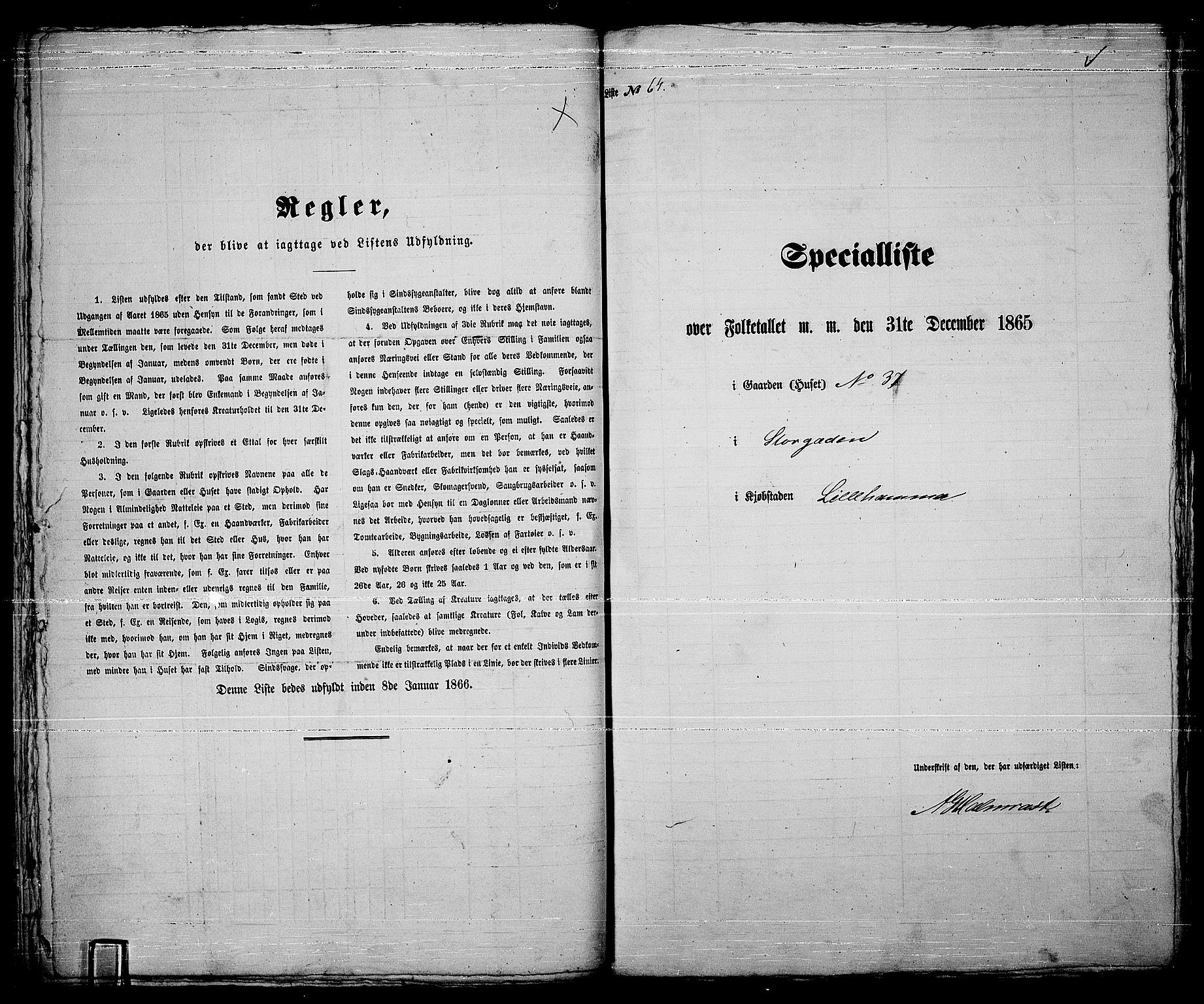 RA, Folketelling 1865 for 0501B Fåberg prestegjeld, Lillehammer kjøpstad, 1865, s. 134