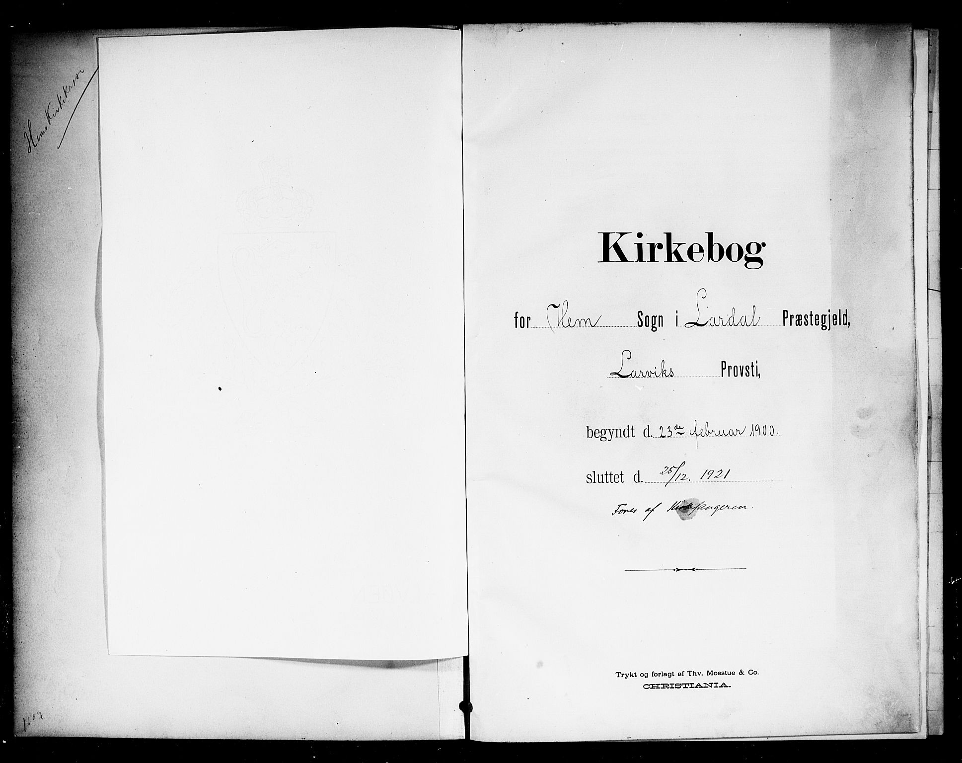 Lardal kirkebøker, AV/SAKO-A-350/G/Gb/L0002: Klokkerbok nr. II 2, 1900-1922