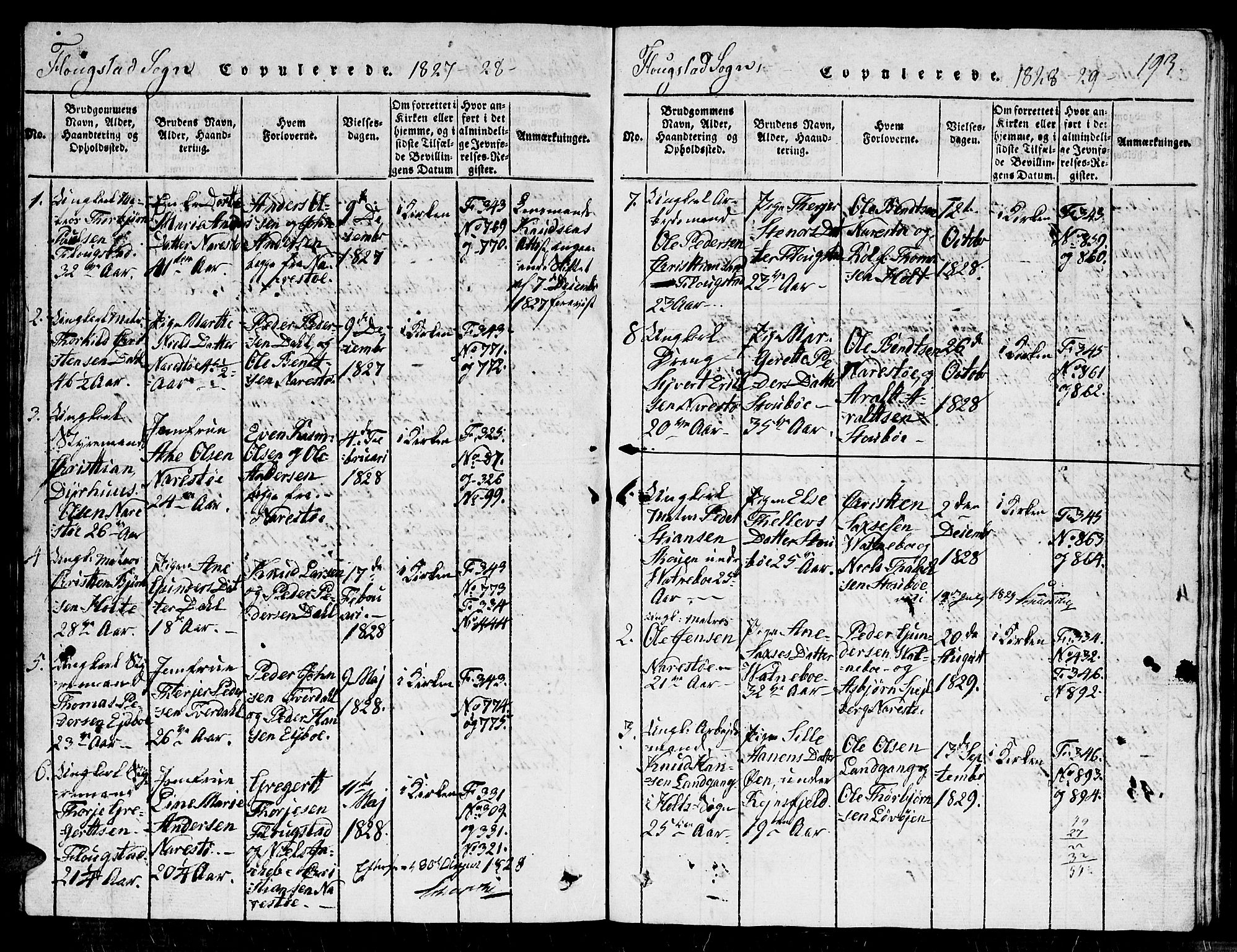 Dypvåg sokneprestkontor, SAK/1111-0007/F/Fb/Fbb/L0001: Klokkerbok nr. B 1, 1816-1850, s. 193