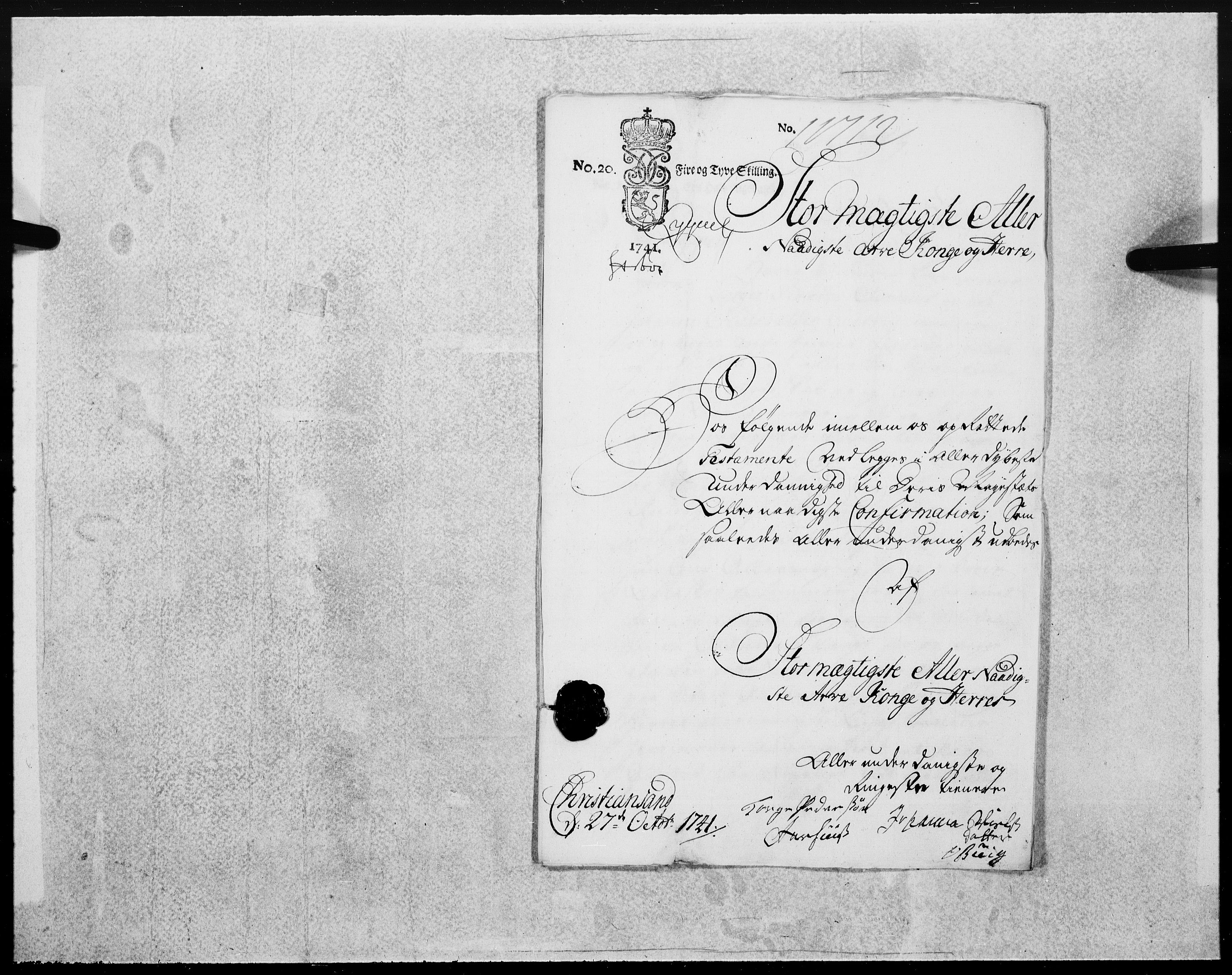 Danske Kanselli 1572-1799, AV/RA-EA-3023/F/Fc/Fcc/Fcca/L0134: Norske innlegg 1572-1799, 1741, s. 402