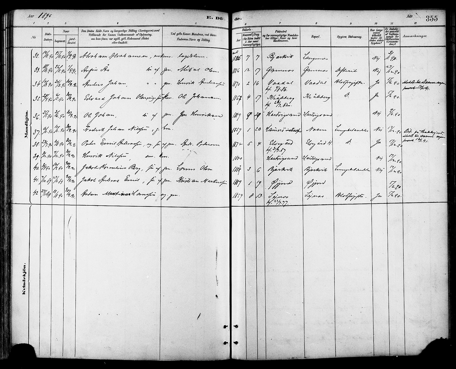 Ministerialprotokoller, klokkerbøker og fødselsregistre - Nordland, AV/SAT-A-1459/866/L0938: Ministerialbok nr. 866A01, 1879-1893, s. 355