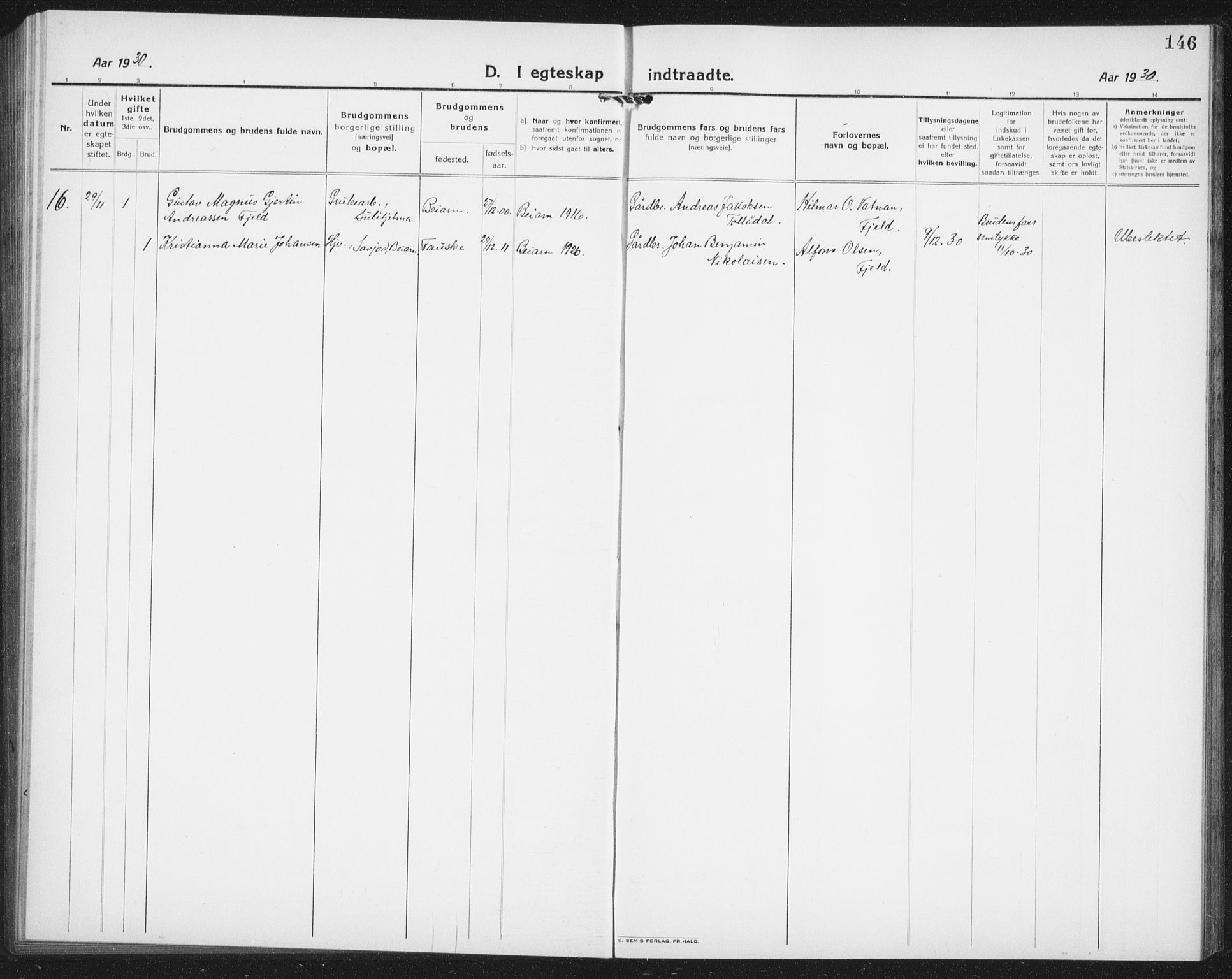 Ministerialprotokoller, klokkerbøker og fødselsregistre - Nordland, AV/SAT-A-1459/850/L0718: Klokkerbok nr. 850C02, 1921-1941, s. 146