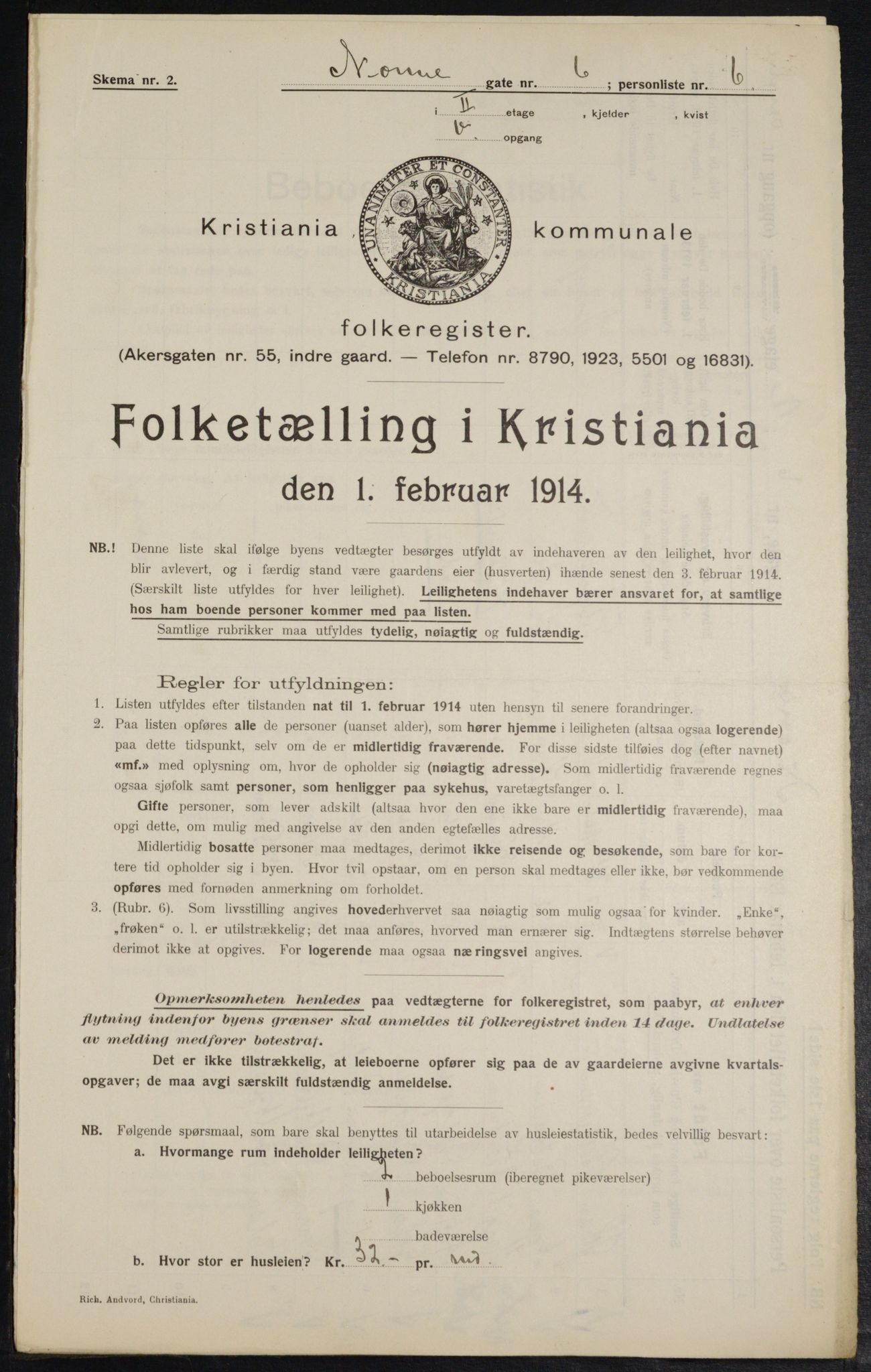 OBA, Kommunal folketelling 1.2.1914 for Kristiania, 1914, s. 71441