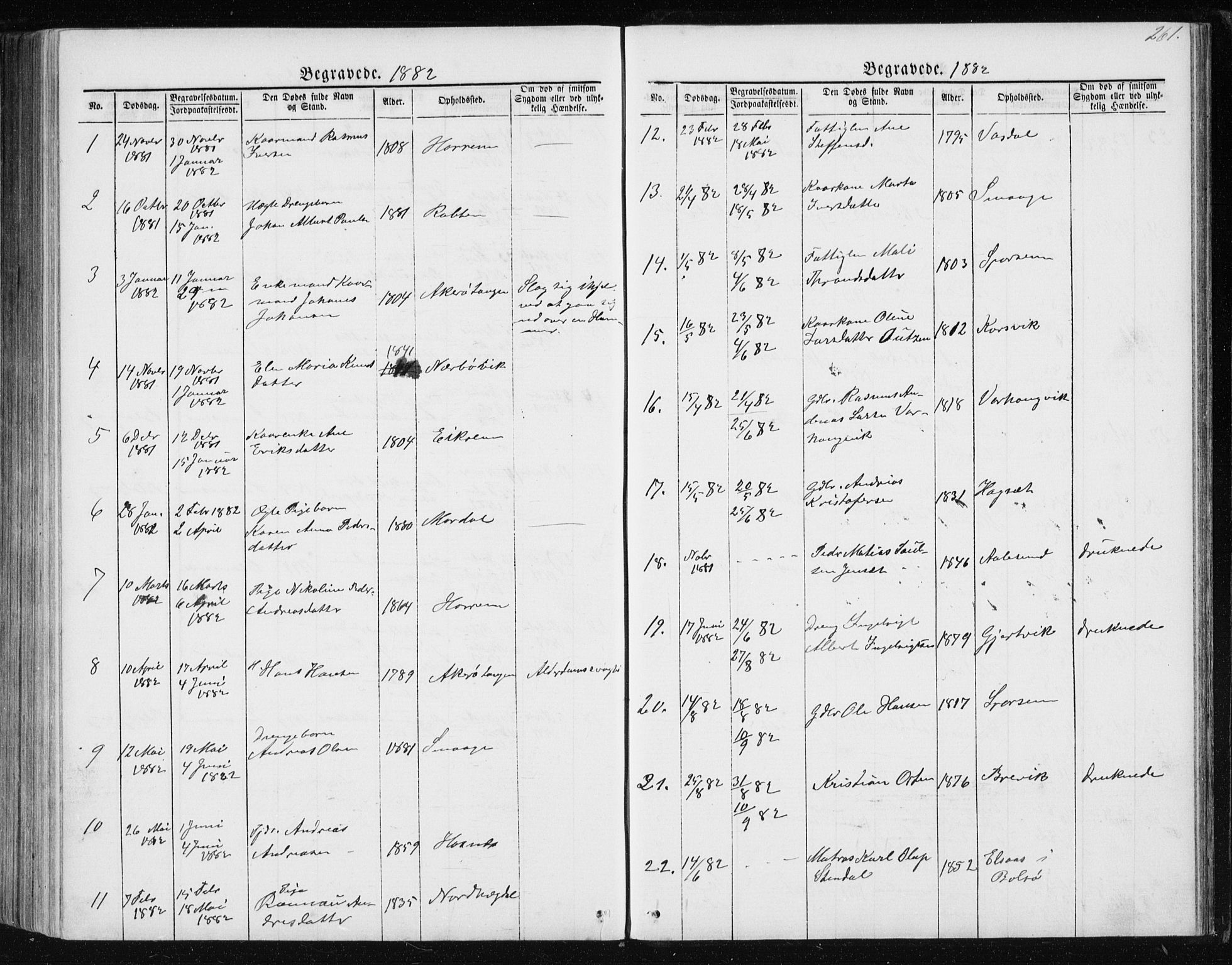 Ministerialprotokoller, klokkerbøker og fødselsregistre - Møre og Romsdal, AV/SAT-A-1454/560/L0724: Klokkerbok nr. 560C01, 1867-1892, s. 261