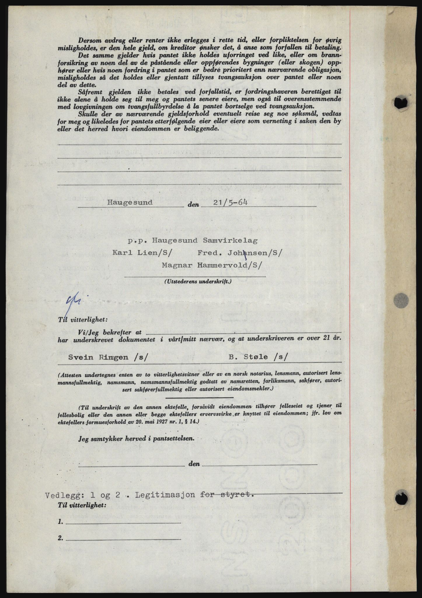 Haugesund tingrett, SAST/A-101415/01/II/IIC/L0053: Pantebok nr. B 53, 1965-1965, Dagboknr: 2/1965