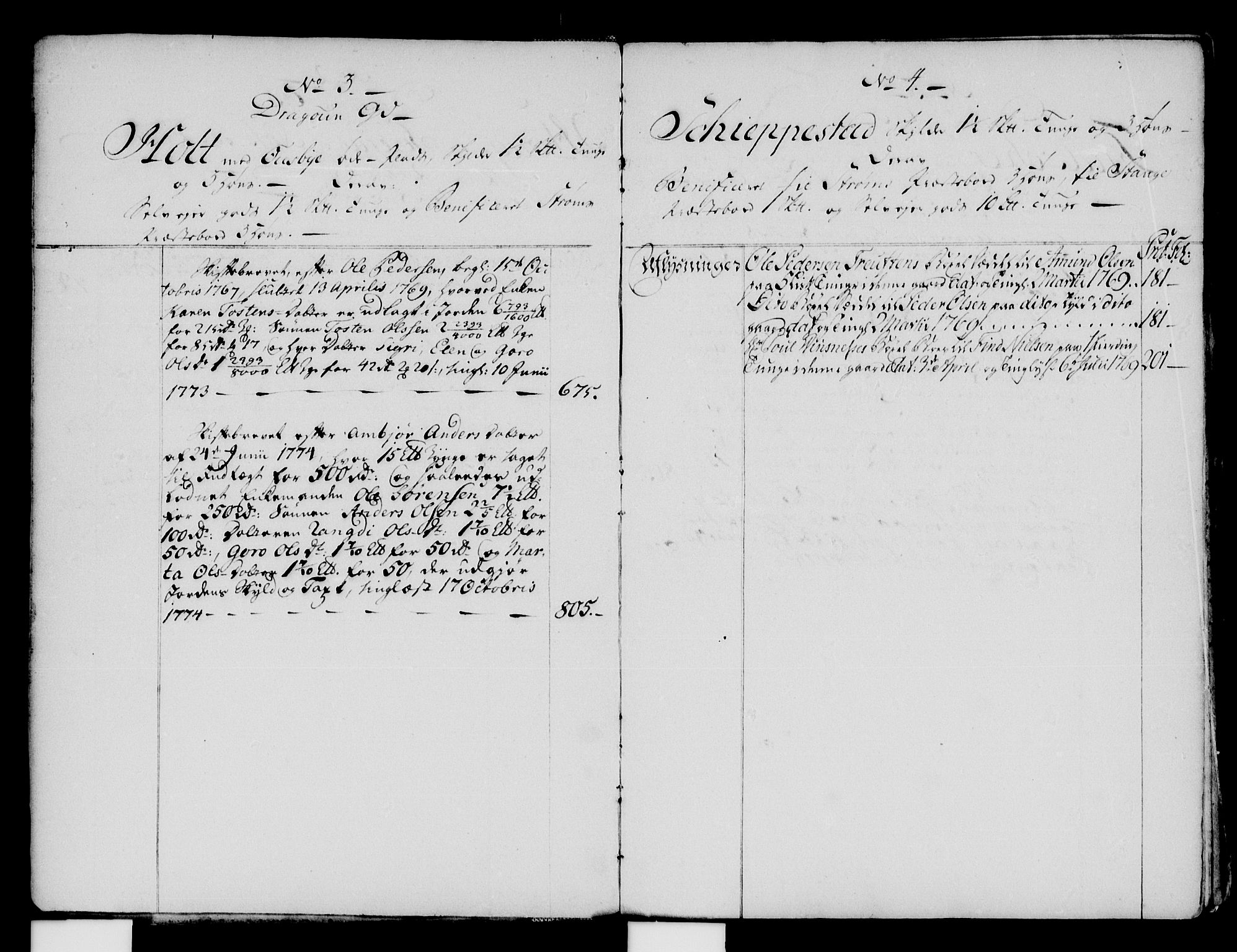 Solør og Odalen sorenskriveri, SAH/TING-026/H/Ha/L0001: Panteregister nr. 1, 1769-1775, s. 3-4