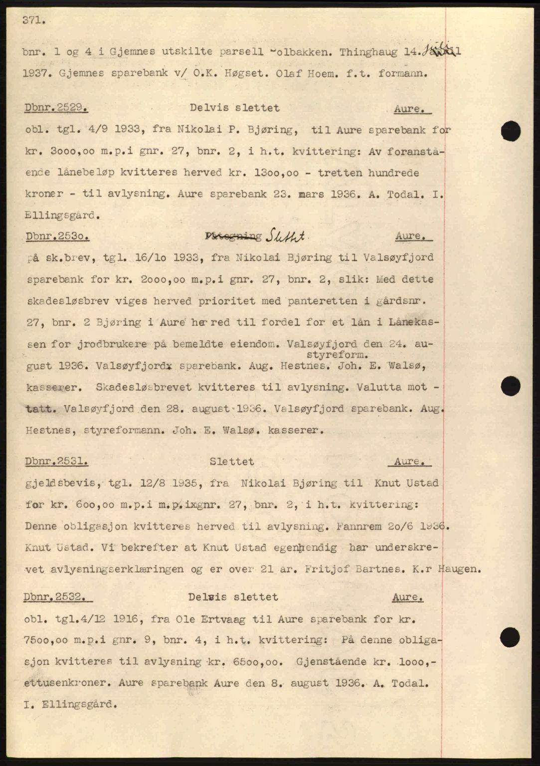 Nordmøre sorenskriveri, SAT/A-4132/1/2/2Ca: Pantebok nr. C80, 1936-1939, Dagboknr: 2529/1937